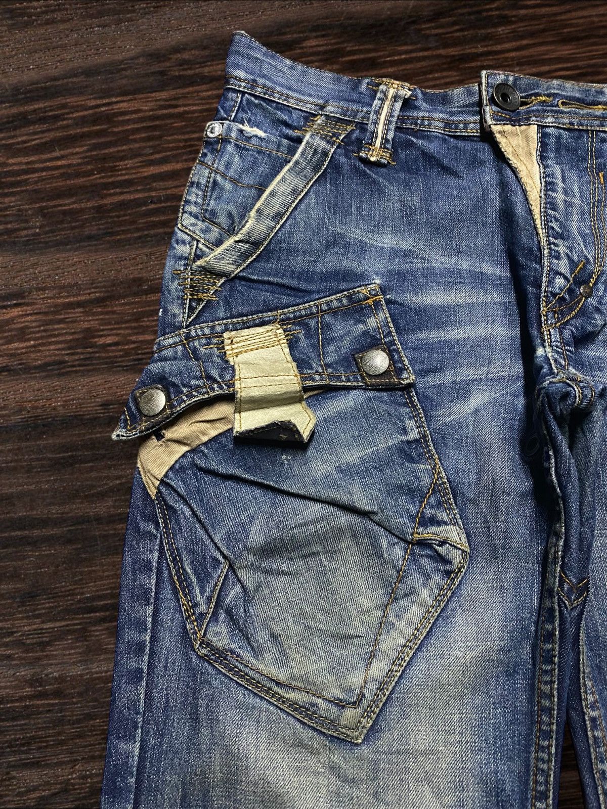 If Six Was Nine 💥Though Jeansmith Jackson Cargo Sick Punk Porcket Arc Jeans Size US 34 / EU 50 - 7 Thumbnail