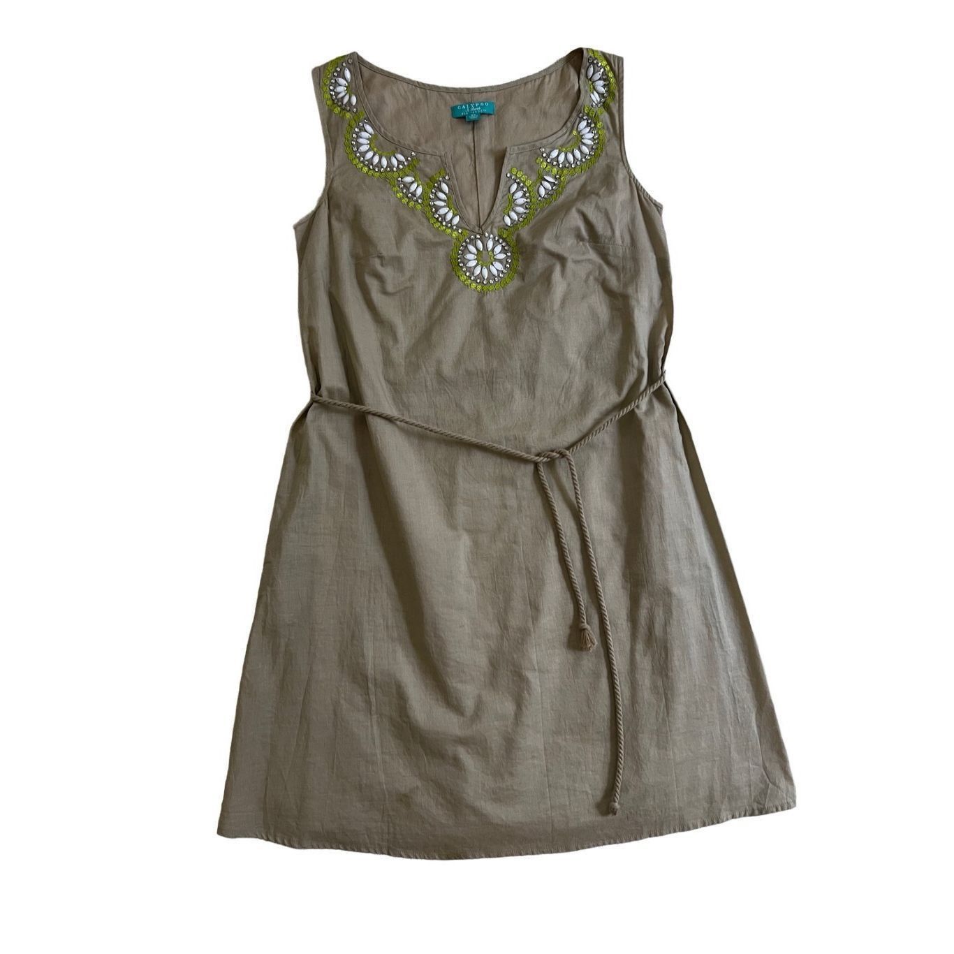 Calypso St Barth Calypso St. Barth Tan Beaded Shift sleeveless Dress size XS Size XS / US 0-2 / IT 36-38 - 1 Thumbnail