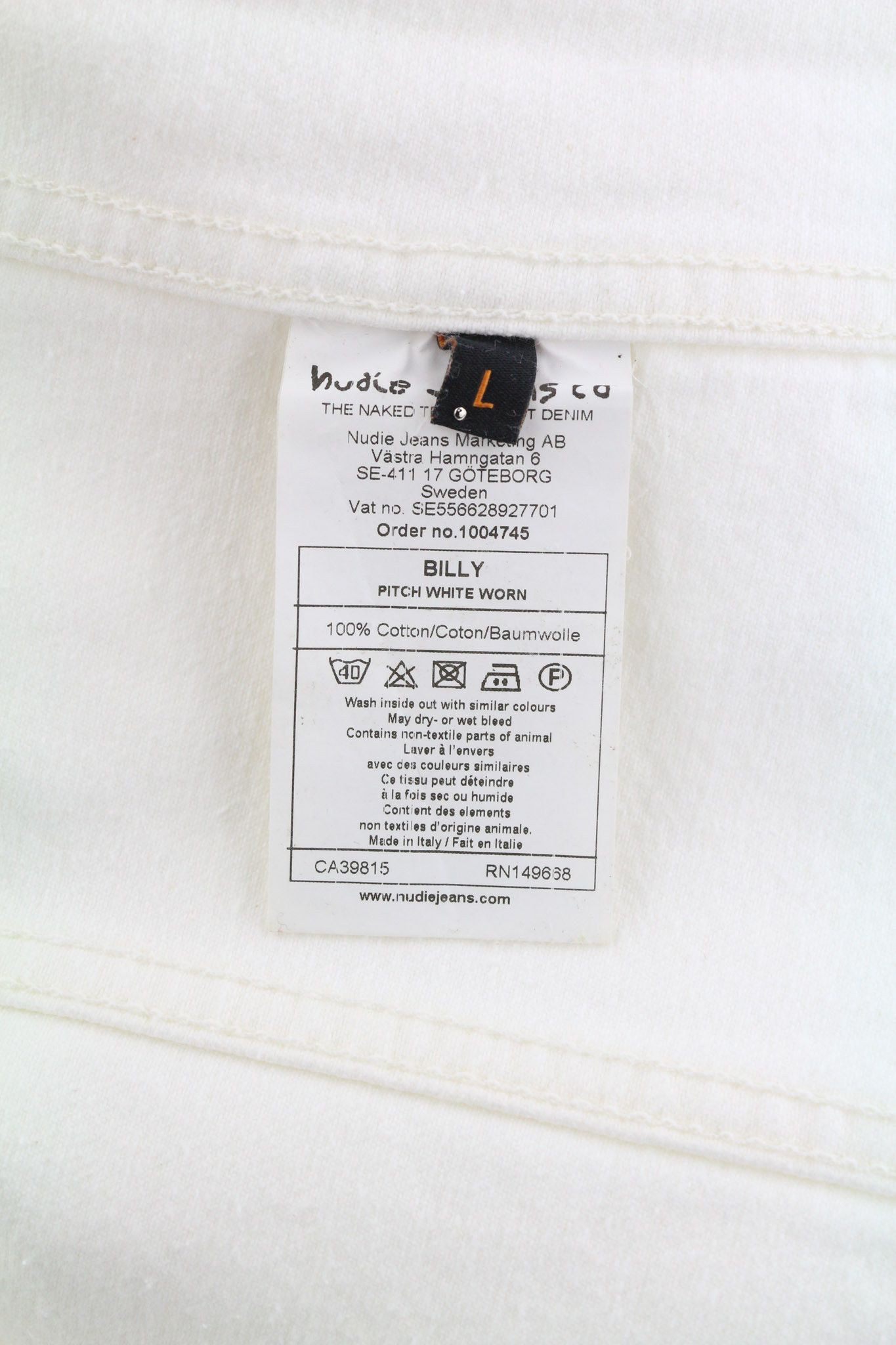 Nudie Jeans BILLY L Pitch White Worn Polo Unlined Light Jacket 82425 Size US L / EU 52-54 / 3 - 7 Thumbnail