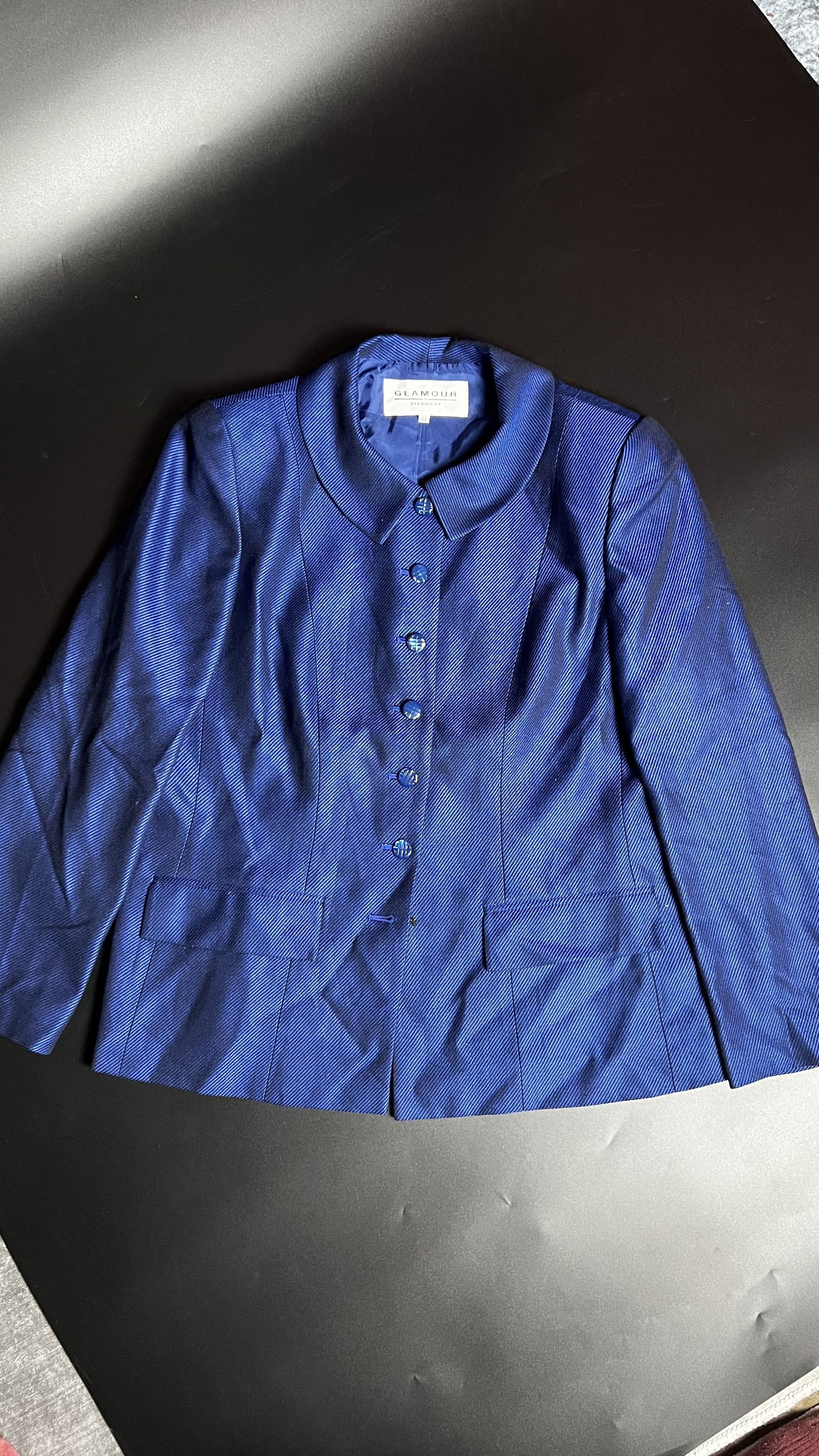 Givenchy GLAMOUR BY GIVENCHY ROYAL BLUE BLOUSE Size L / US 10 / IT 46 - 1 Thumbnail