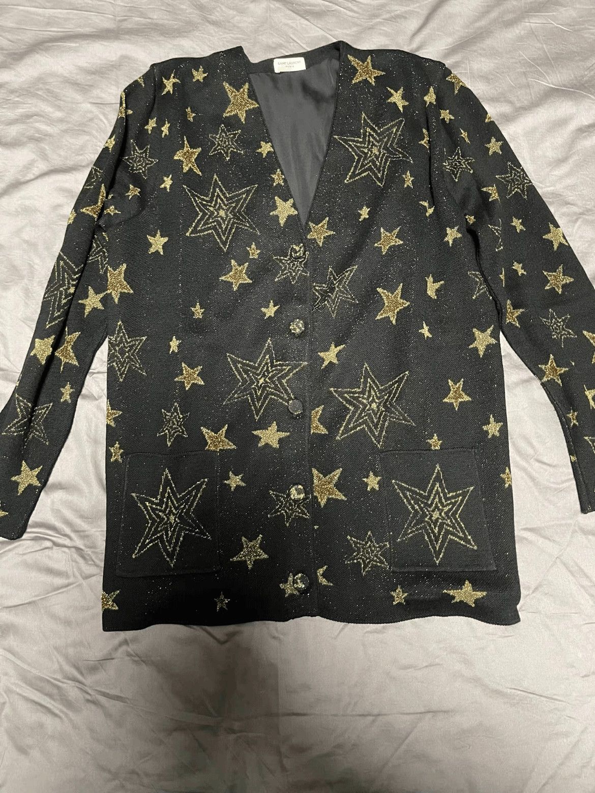 Saint Laurent Paris Saint Laurent Paris 15SS OS Stars Pattern Knitwear Cardiga Size US XS / EU 42 / 0 - 1 Thumbnail