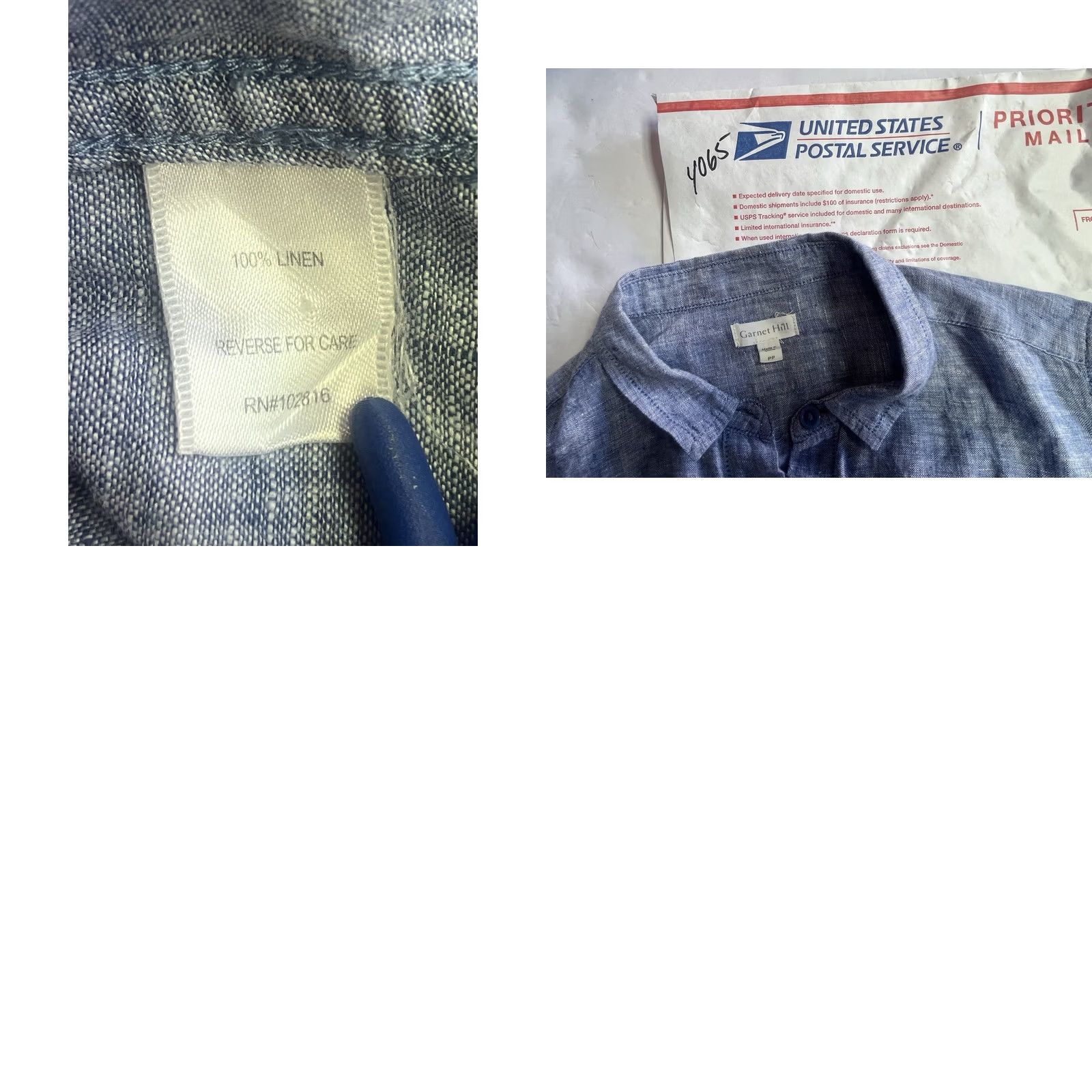 Vintage Garnet Hill Shirt Blue Button Down PP Women Linen Size XXS / US 00 / IT 34 - 9 Thumbnail