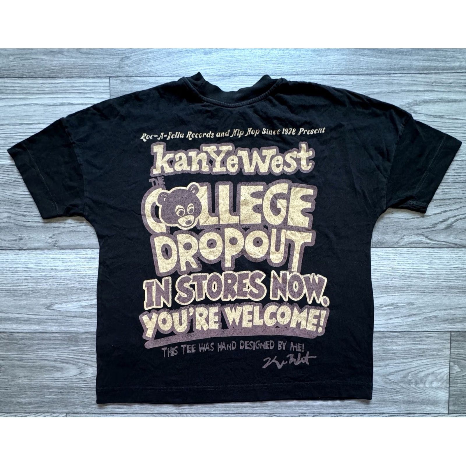 Vintage Greazy Tees Kanye West College Dropout Unisex T-Shirt S Black Short Sleeve Cotton Mens/Womens Size US S / EU 44-46 / 1 - 2 Thumbnail