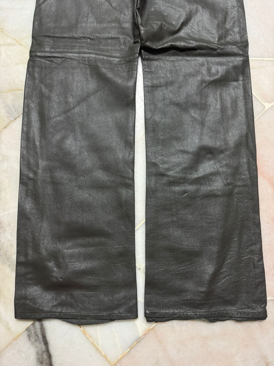 Michel Klein 💥Vintage 90s Michel Klein Homme Paris Leather Pants Dark Size US 28 / EU 44 - 18 Thumbnail