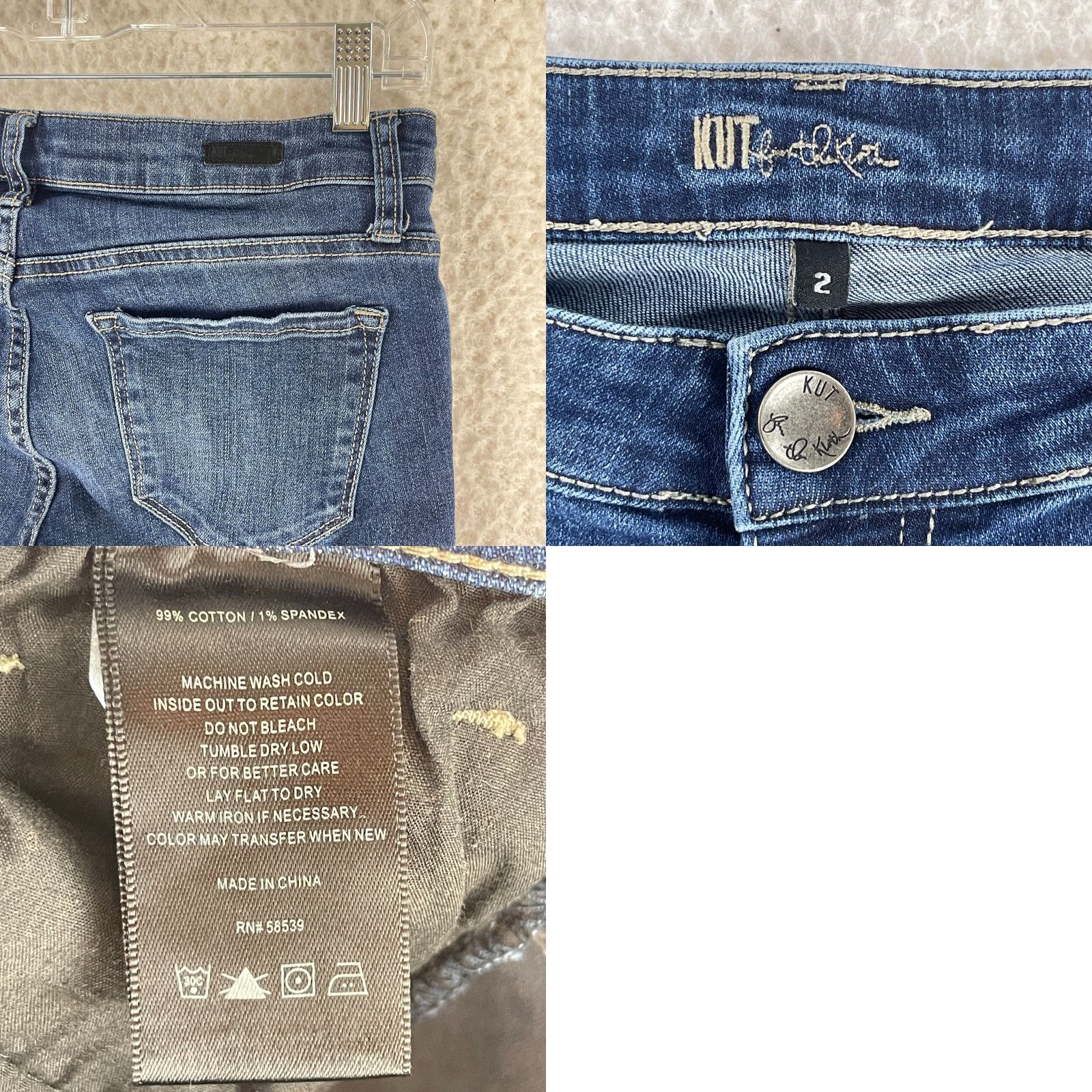 Vintage KUT from the Kloth Blue Denim Skinny Jeans Womens Size 2 Casual Low-Rise 5-Pocket Stretch Regular Inseam 28" Refined/Boho City Style Size 26" / US 2 / IT 38 - 9 Thumbnail