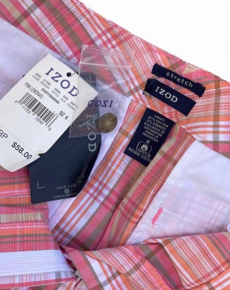 Izod IZOD Pink Coral Plaid Bermuda Shorts Stretch Women’s NWT 6 Size 28" / US 6 / IT 42 - 6 Thumbnail