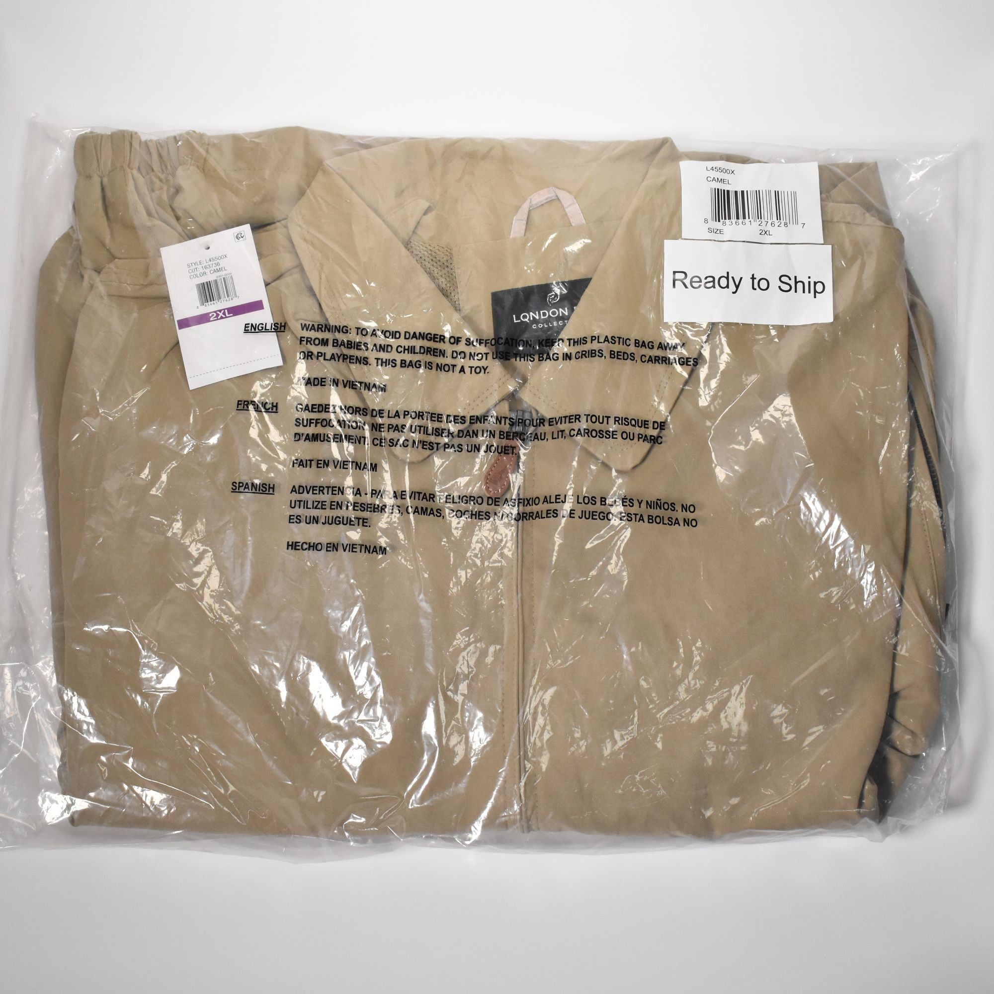 London Fog London Fog Mens Golf Jacket 2XL Camel Microfiber Lightweight Size US XXL / EU 58 / 5 - 6 Thumbnail