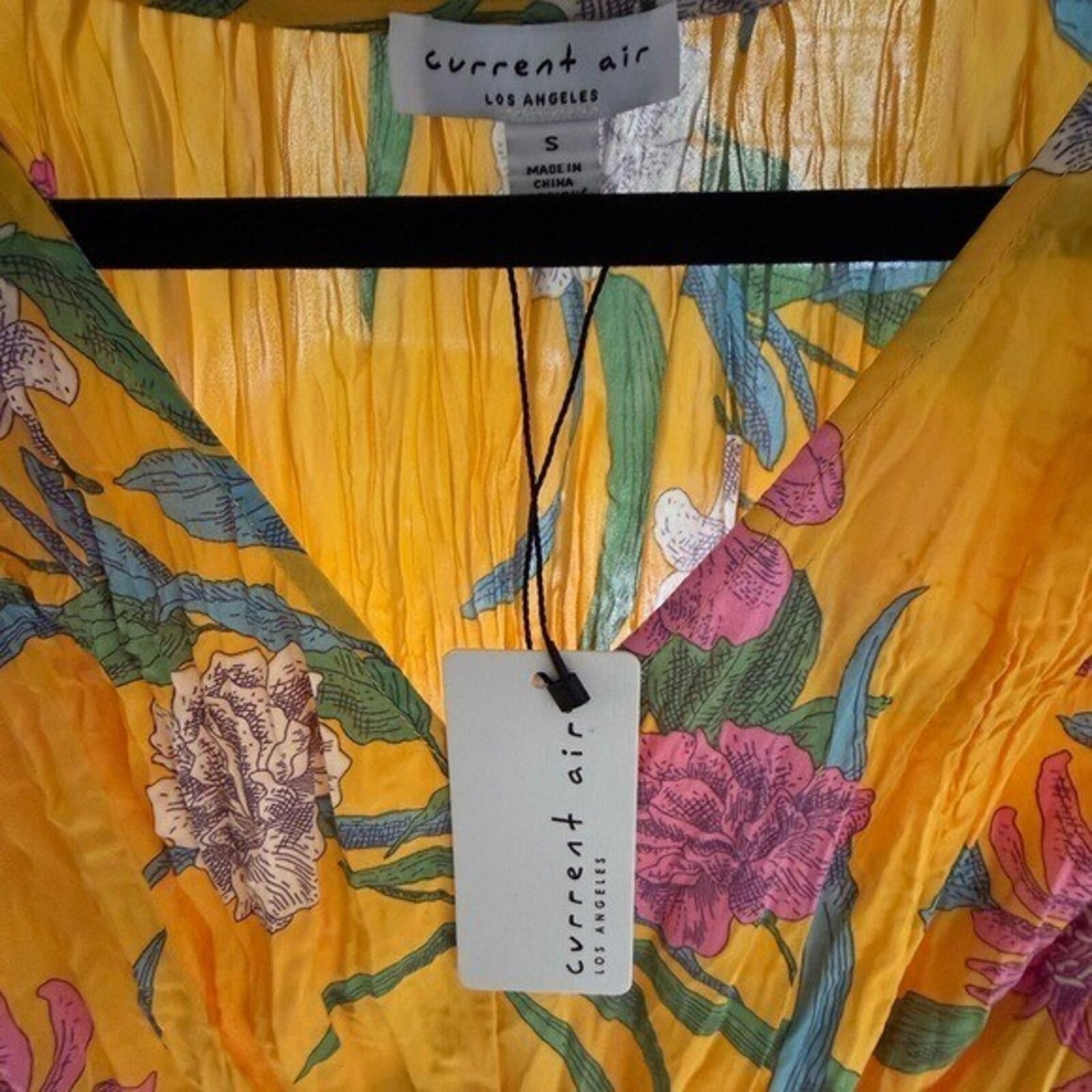 Current Air Current Air $114 Yellow Floral Pleated Midi Dress, Size S Size S / US 4 / IT 40 - 7 Thumbnail