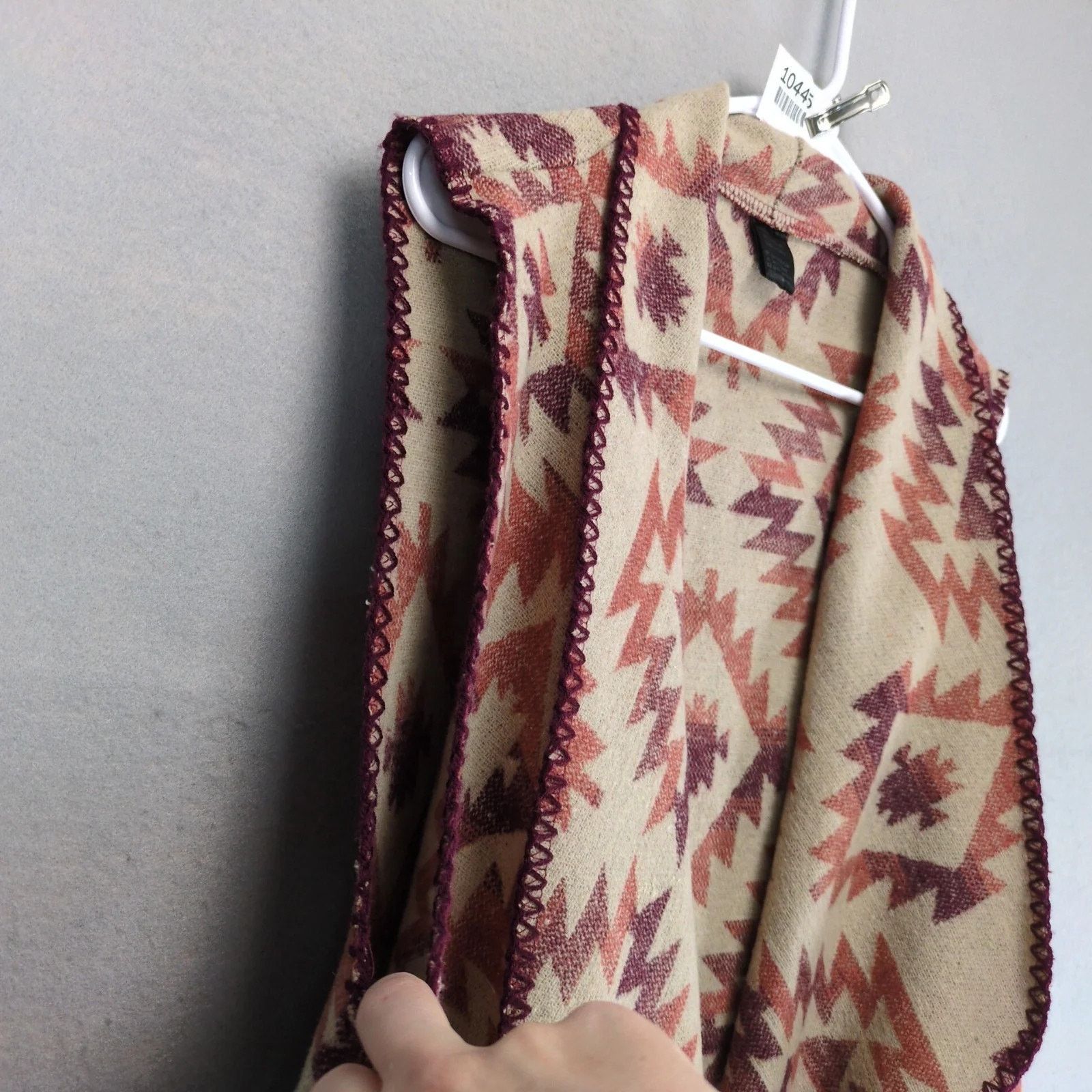 Other Southwestern Aztec Fleece Open Vest Women's L Drape Pockets Size L / US 10 / IT 46 - 8 Thumbnail