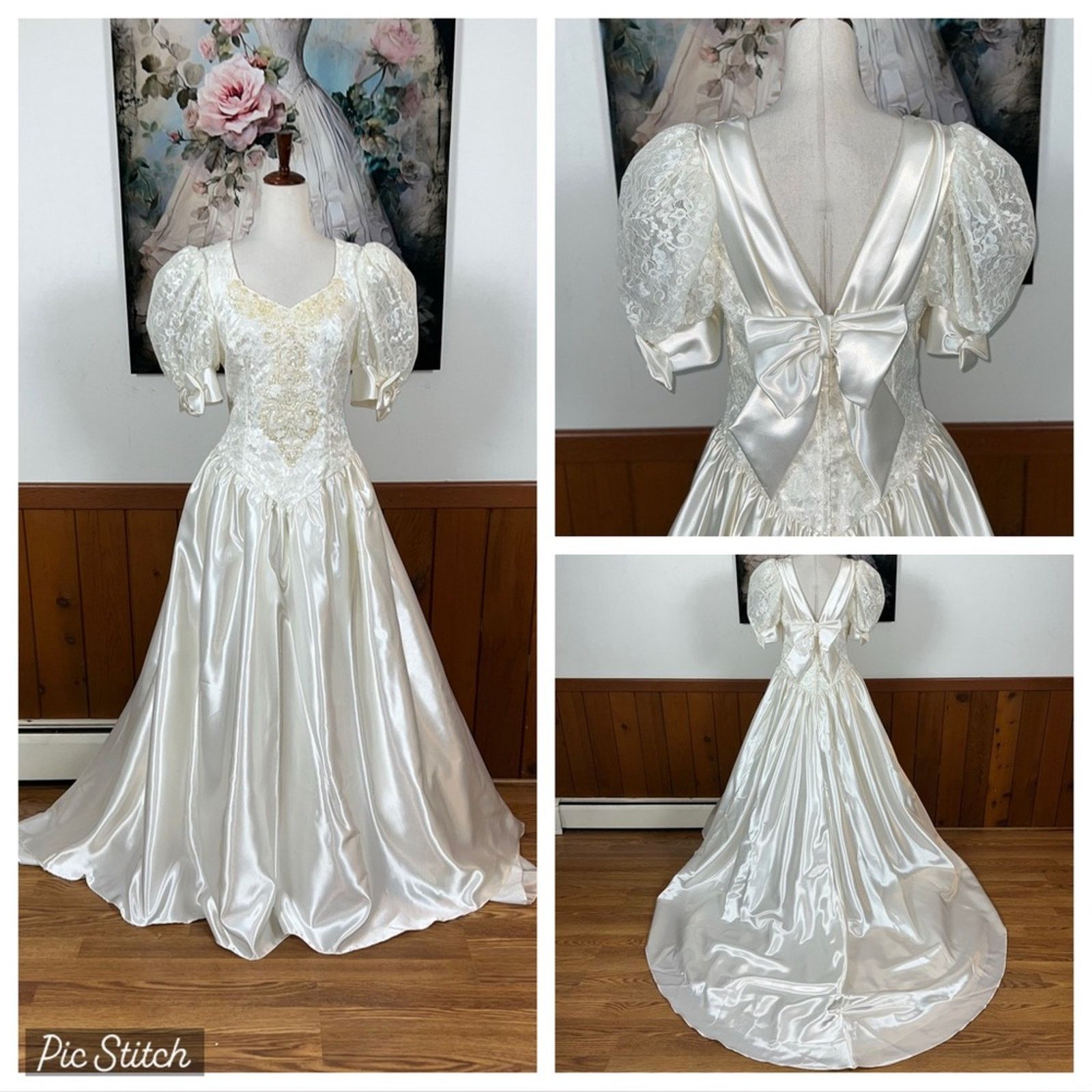 Other Vintage 1980s Alfred Angelo Heavy Satin Wedding Gown! Size XL / US 12-14 / IT 48-50 - 1 Thumbnail