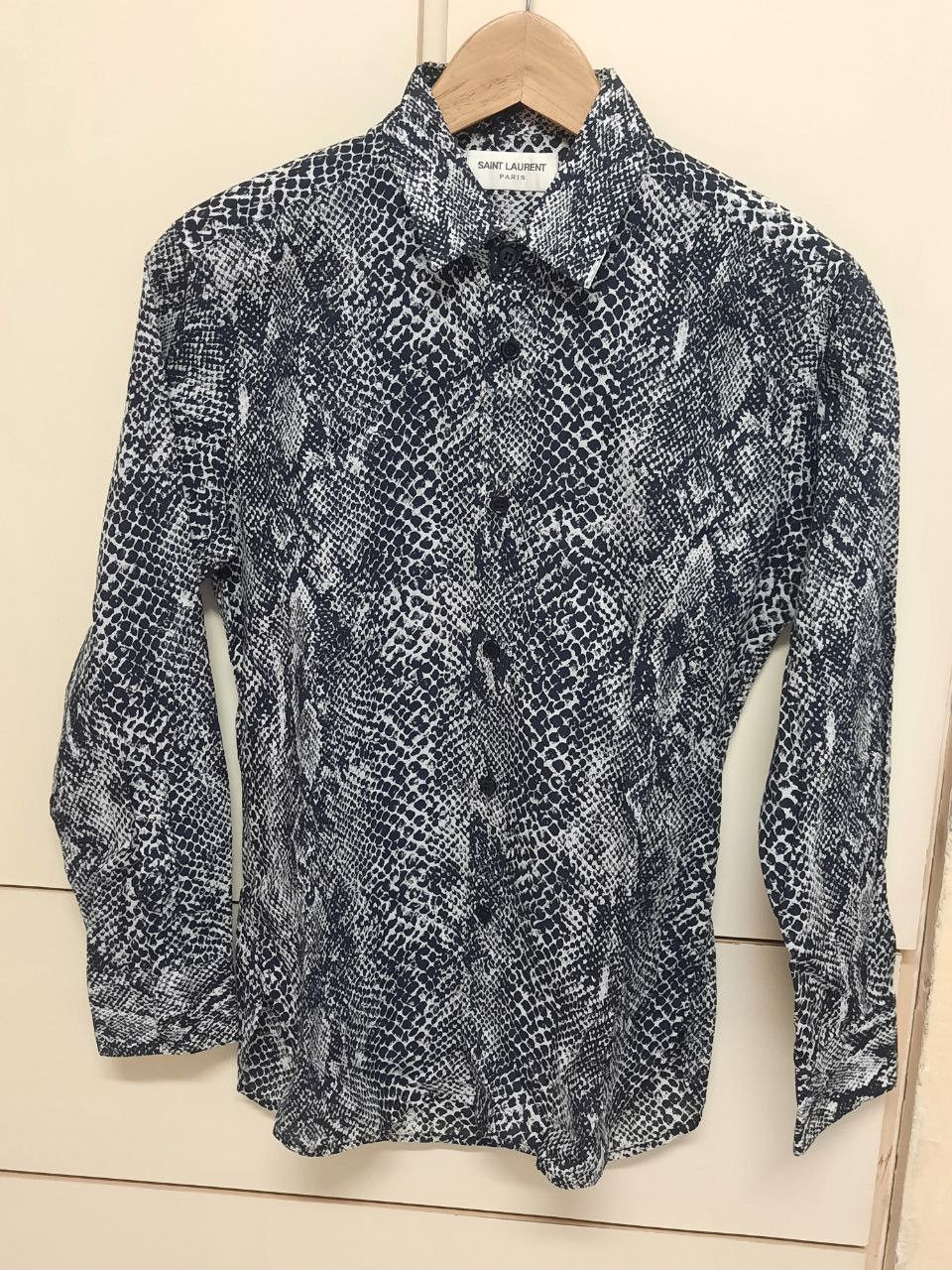 image of Hedi Slimane x Saint Laurent Paris Fw14 Aw14 Leopard Shirt in Black White, Men's (Size Small)