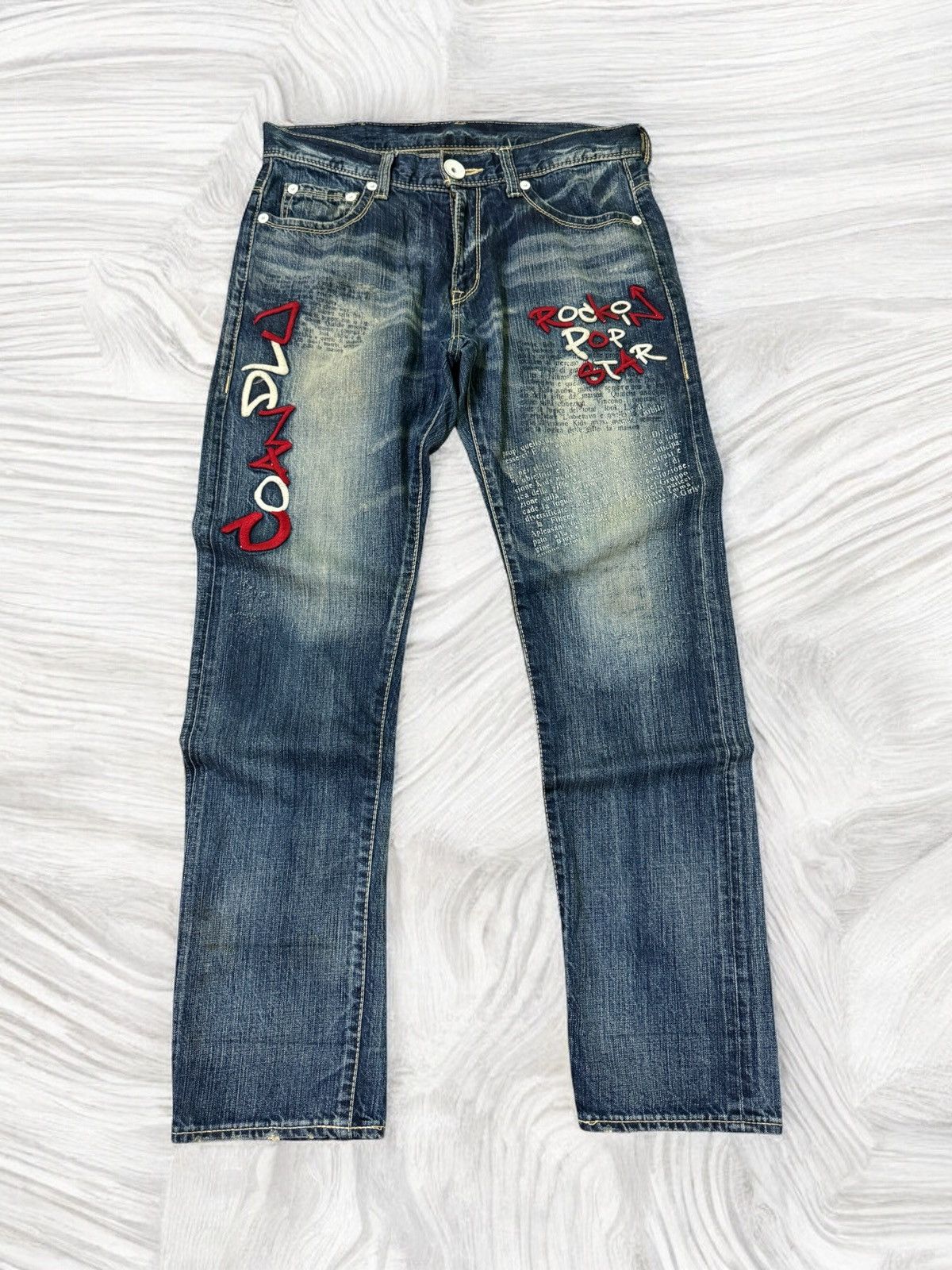 Hysteric Glamour Japanese Co & Lu Embroidered Acid Wash Poem Denim Jeans Size US 32 / EU 48 - 1 Thumbnail