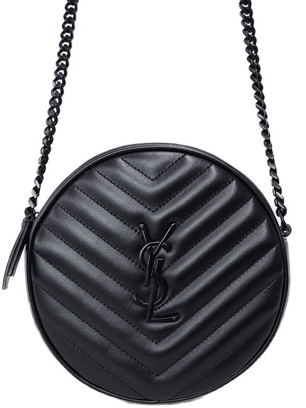 image of YVES Saint Laurent Paris Vinyl Chain Shoulder Bag Black, Women's