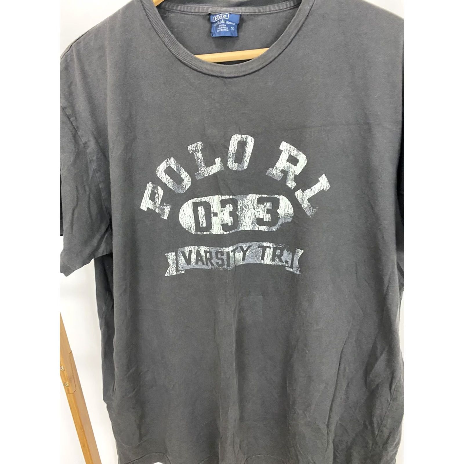 Polo Ralph Lauren VTG Polo Ralph Lauren RL D-3 Varsity Track Factory T-Shirt Size L Charcoal/Black Mens Size US L / EU 52-54 / 3 - 2 Thumbnail