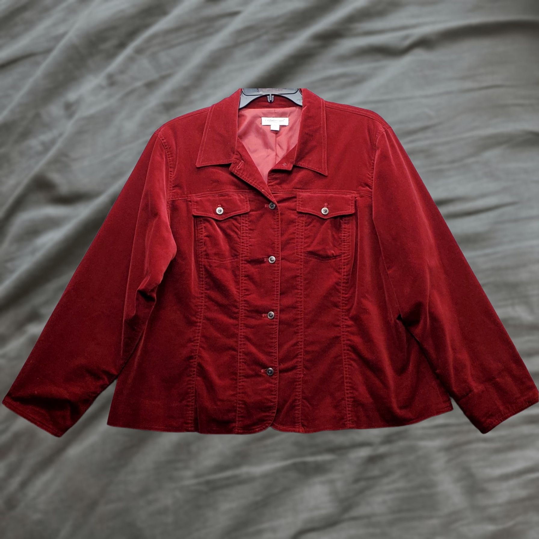Coldwater Creek Coldwater Creek Velour Jacket Womens 2X Dark Red Long Sleeve Button Front EUC jacket womens 2X dark red long sleeve button front EUC Size XXL / US 16-18 / IT 52-54 - 1 Thumbnail