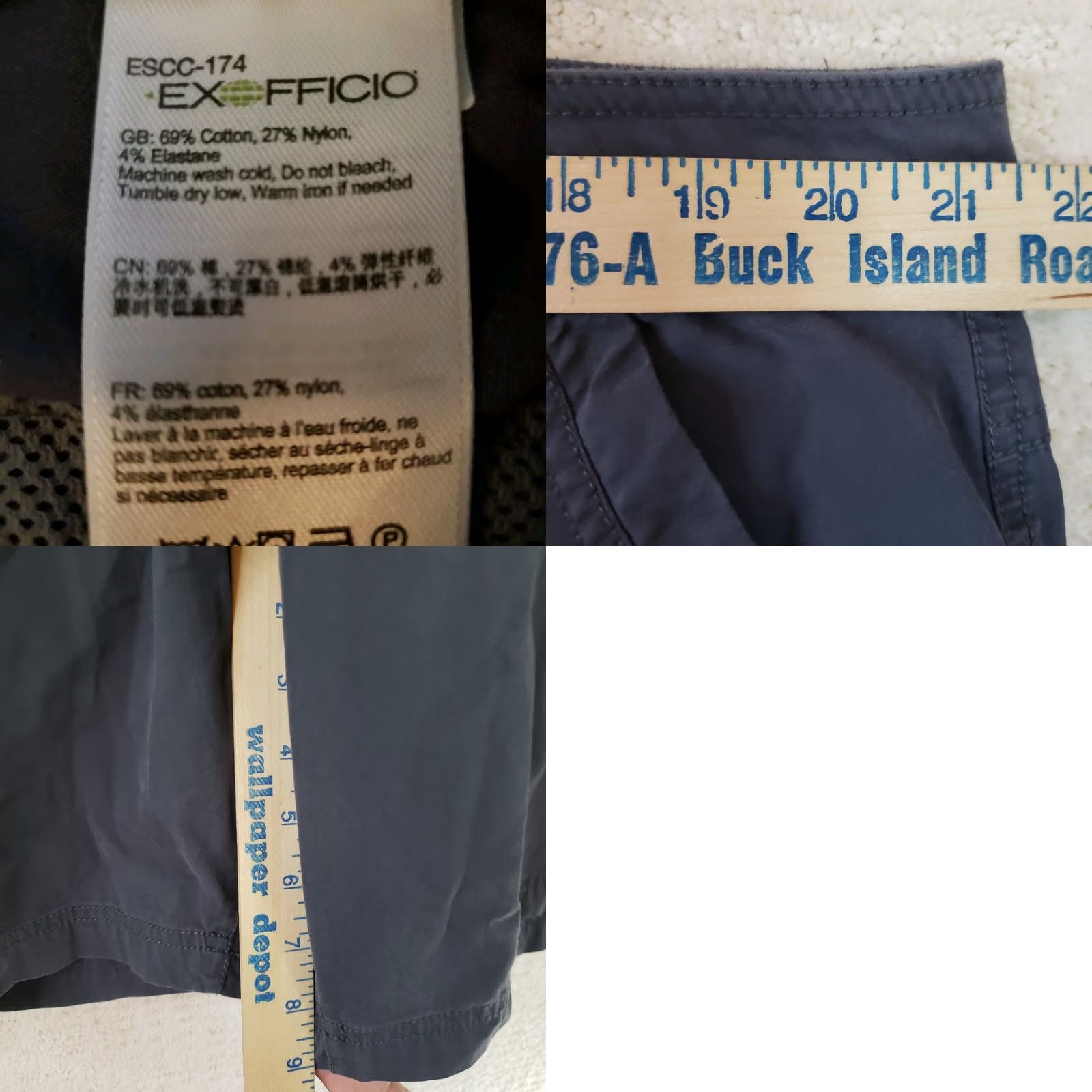 ExOfficio ExOfficio Shorts Mens 42x9 Navy Blue Cargo Pocket Outdoor Camp Hike Cotton Nylon Size US 42 / EU 58 - 9 Thumbnail