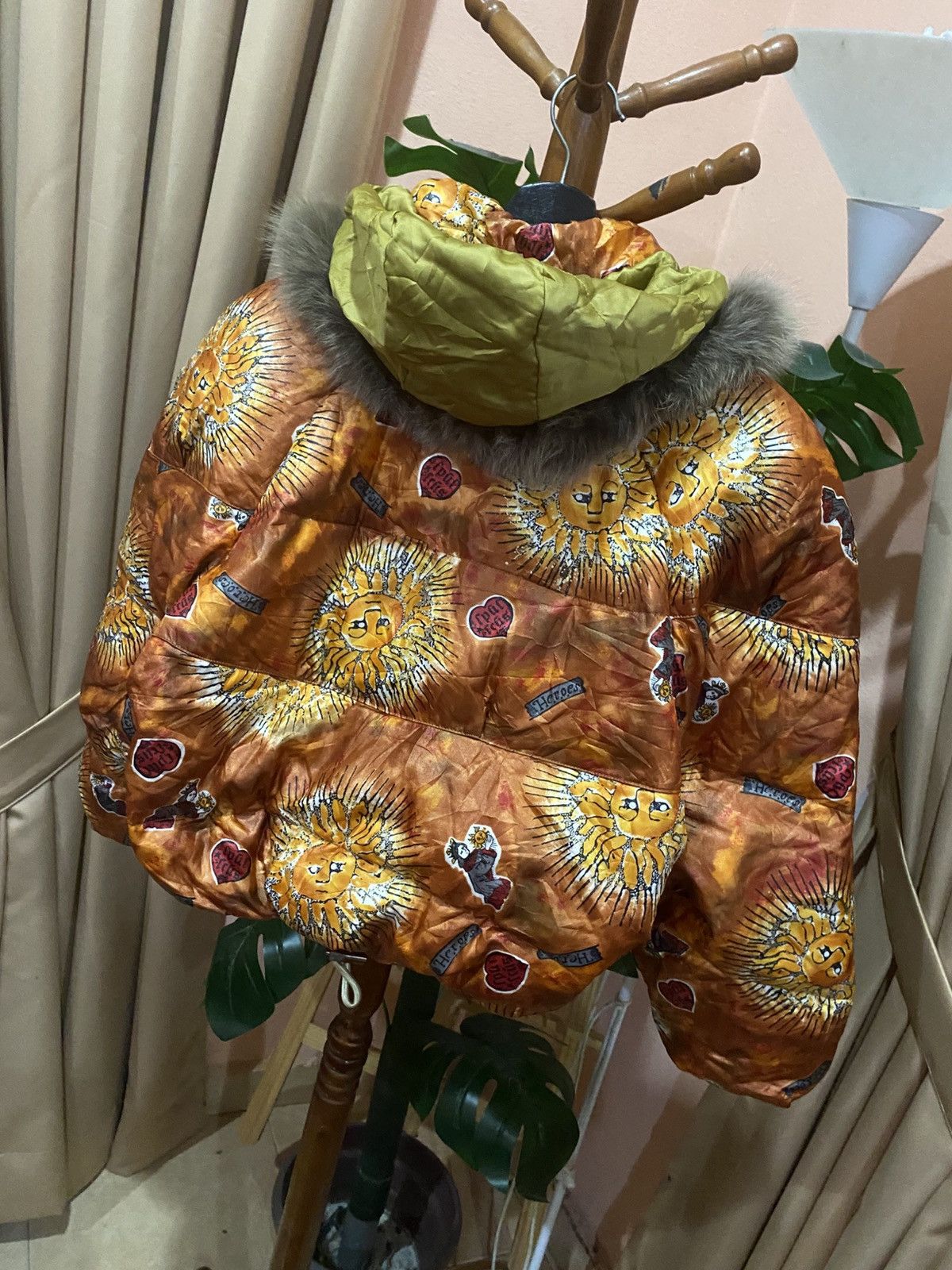 Other Vintage Sun Print Down Jacket with Faux Fur Hood – Japan Size M / US 6-8 / IT 42-44 - 12 Thumbnail