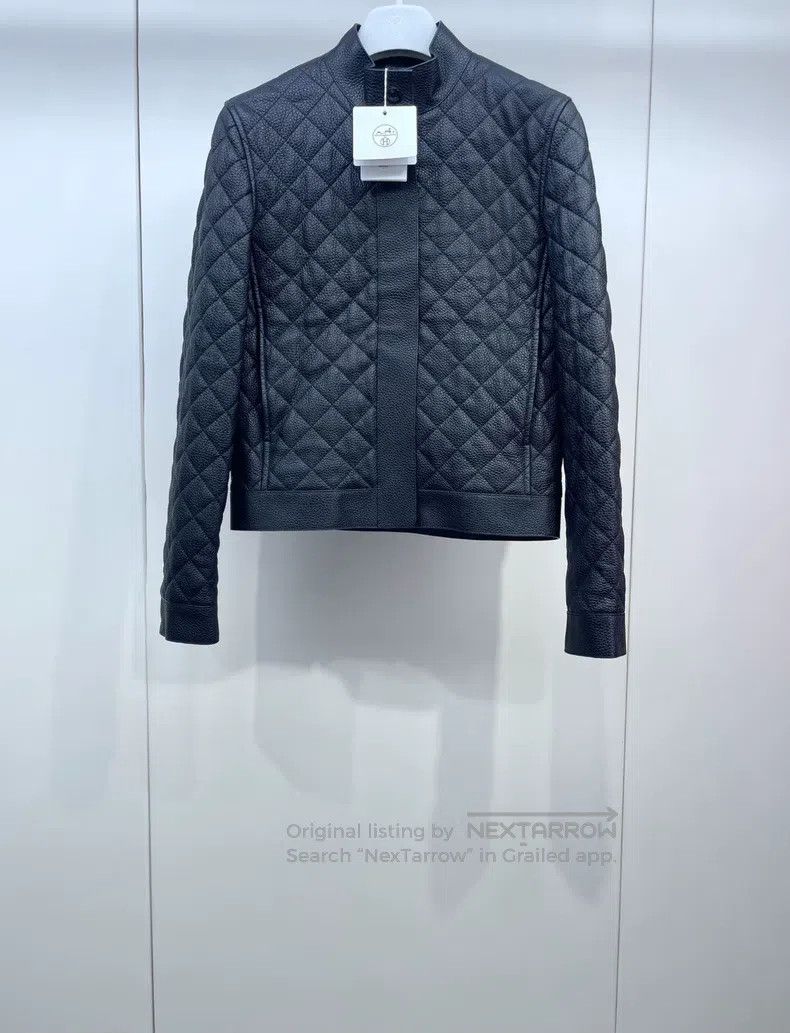 Hermes Hermes Quilted Pattern Lamb Leather Jacket Size XXS / US 00 / IT 34 - 1 Thumbnail
