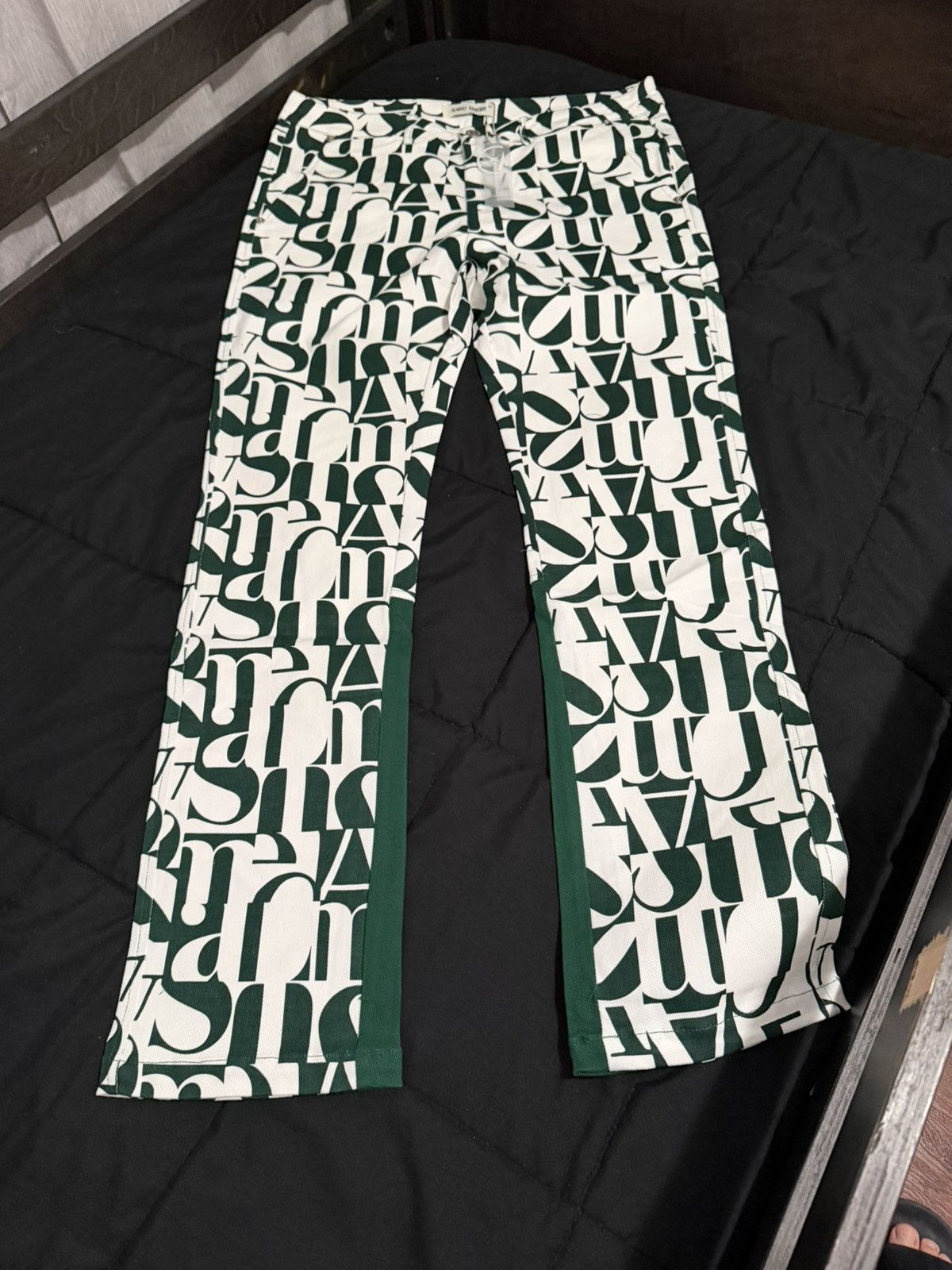 Other Almost Someday Harmony Flare Pants, Green/White, Size 28 NWT Size US 28 / EU 44 - 1 Thumbnail
