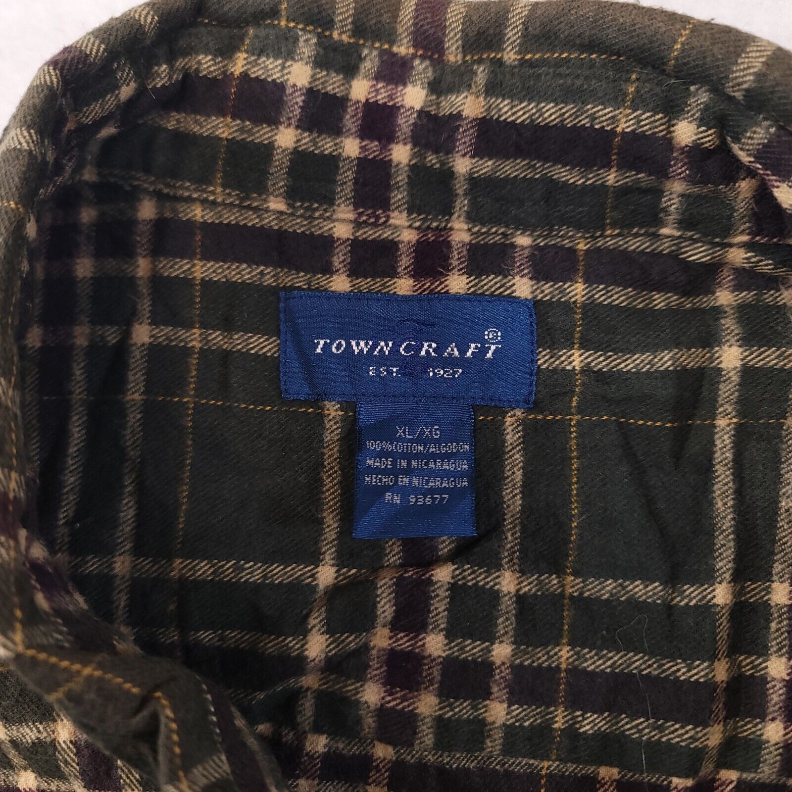 Towncraft Town Craft Tartan Flannel Shirt Mens Size Extra Large Green Size US XL / EU 56 / 4 - 3 Thumbnail