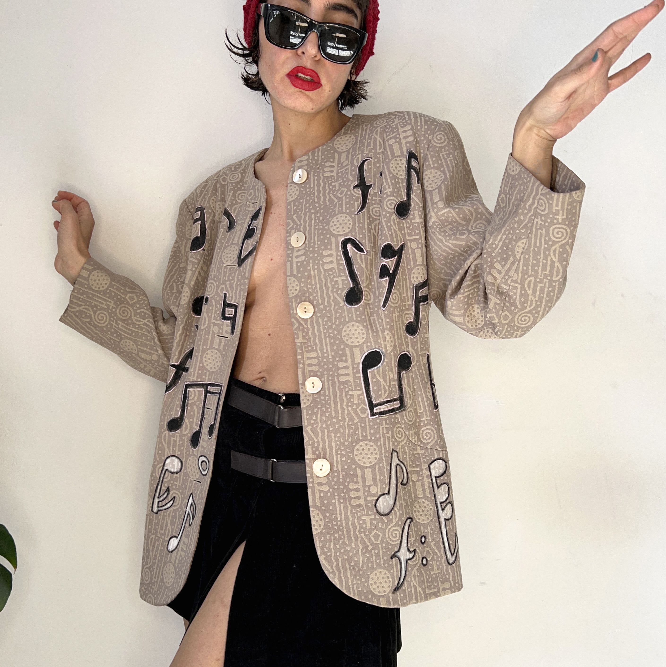 Custom jacket with musical notes