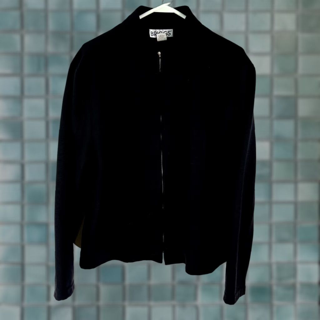 Vintage Briggs Jacket Womens Black Long Sleeves Mock Neck Full Zip Casual Size 2X Size XXL / US 16-18 / IT 52-54 - 1 Thumbnail