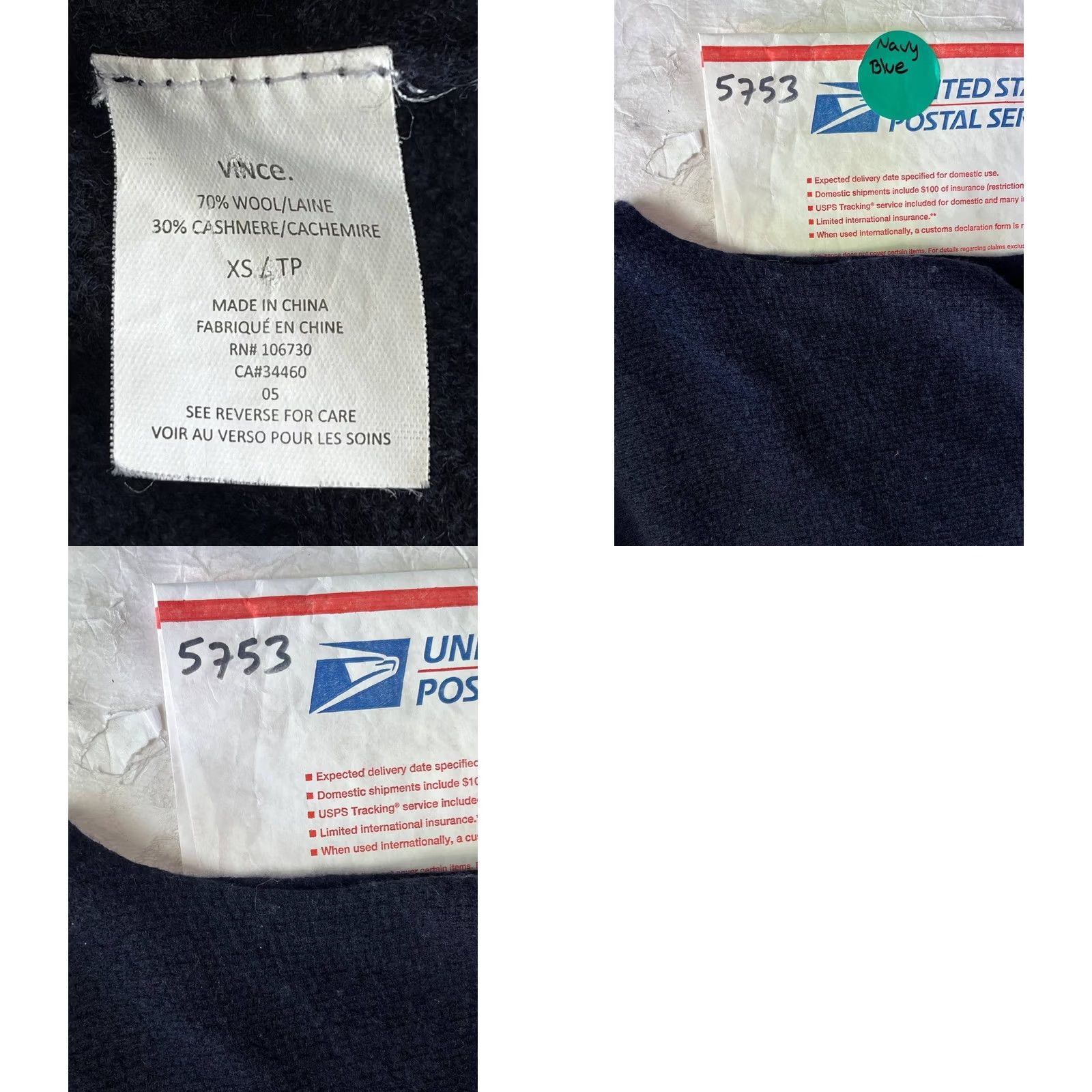 Vince Vince Sweater Women XS Navy Blue Wool Cashmere Size XS / US 0-2 / IT 36-38 - 8 Thumbnail