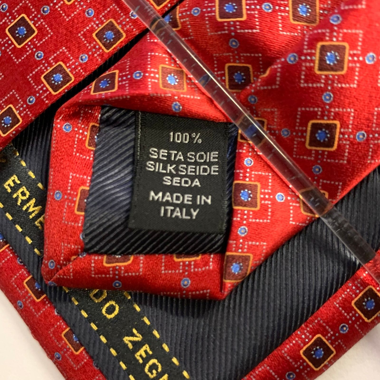 Ermenegildo Zegna ERMENEGILDO ZEGNA One Size Red Blue Silk Tie Size ONE SIZE - 3 Thumbnail