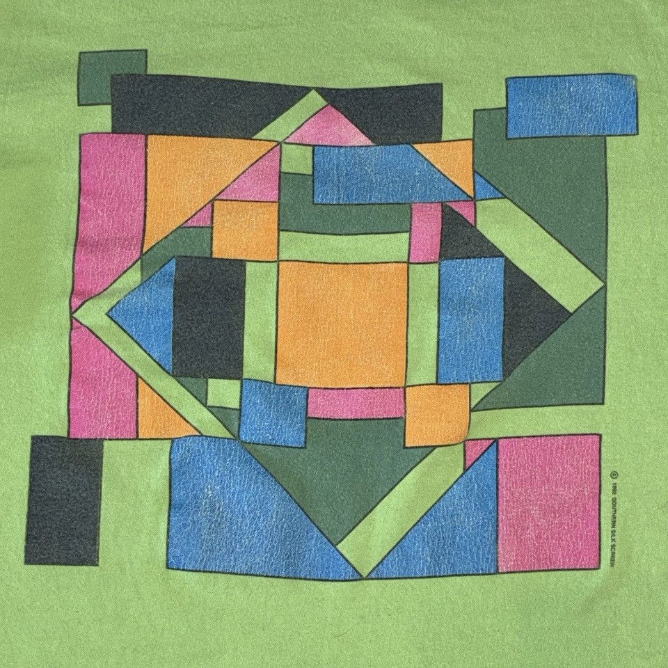 Hanes 90s optical illusion geometric art tee shirt Size US L / EU 52-54 / 3 - 2 Thumbnail