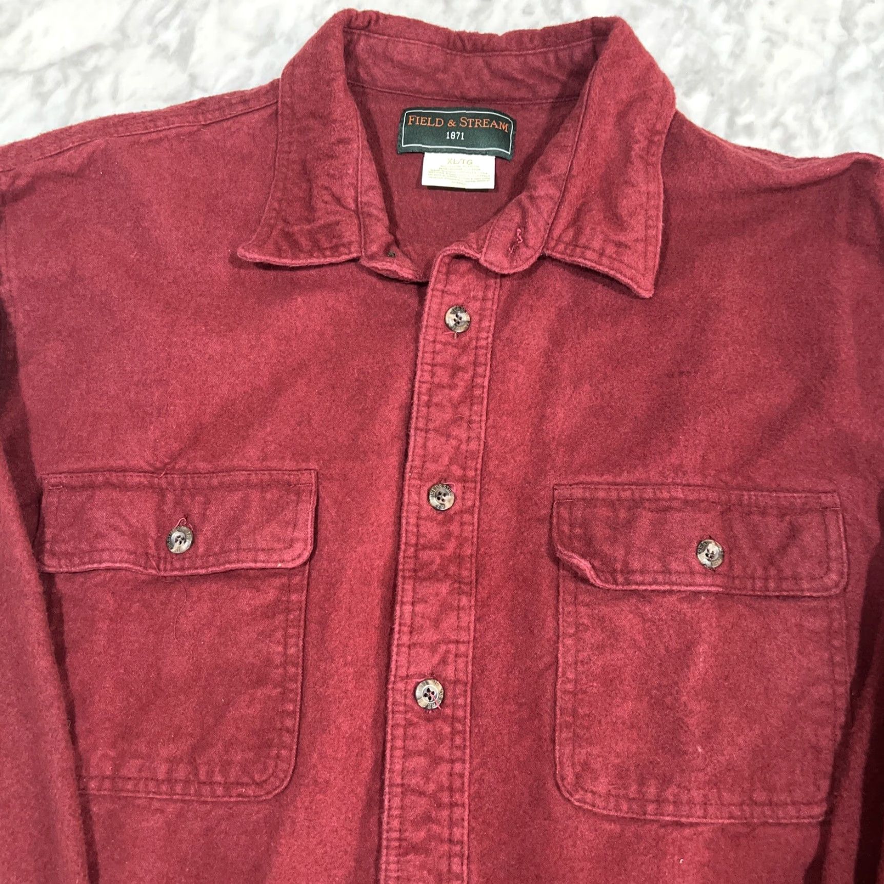 Vintage VINTAGE Field & Stream 1871 Chamois Shirt Men XL Red Long Sleeve Button-Up Shirt Mens Size US XL / EU 56 / 4 - 2 Thumbnail