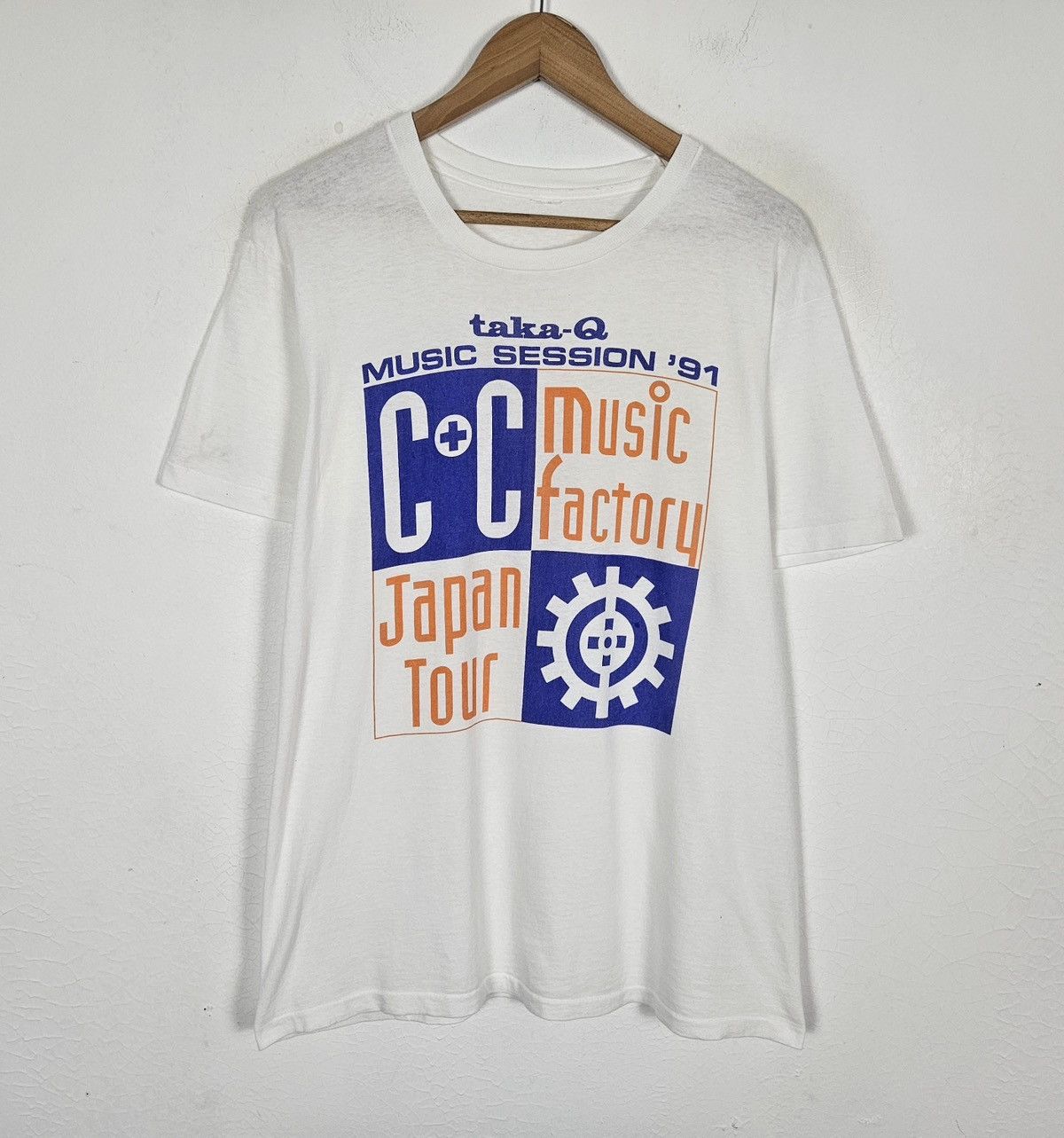 Band Tees Vintage 1991 C+C Factory Music Japan Tour Taka-Q Hip Hop Tee Size US M / EU 48-50 / 2 - 2 Thumbnail