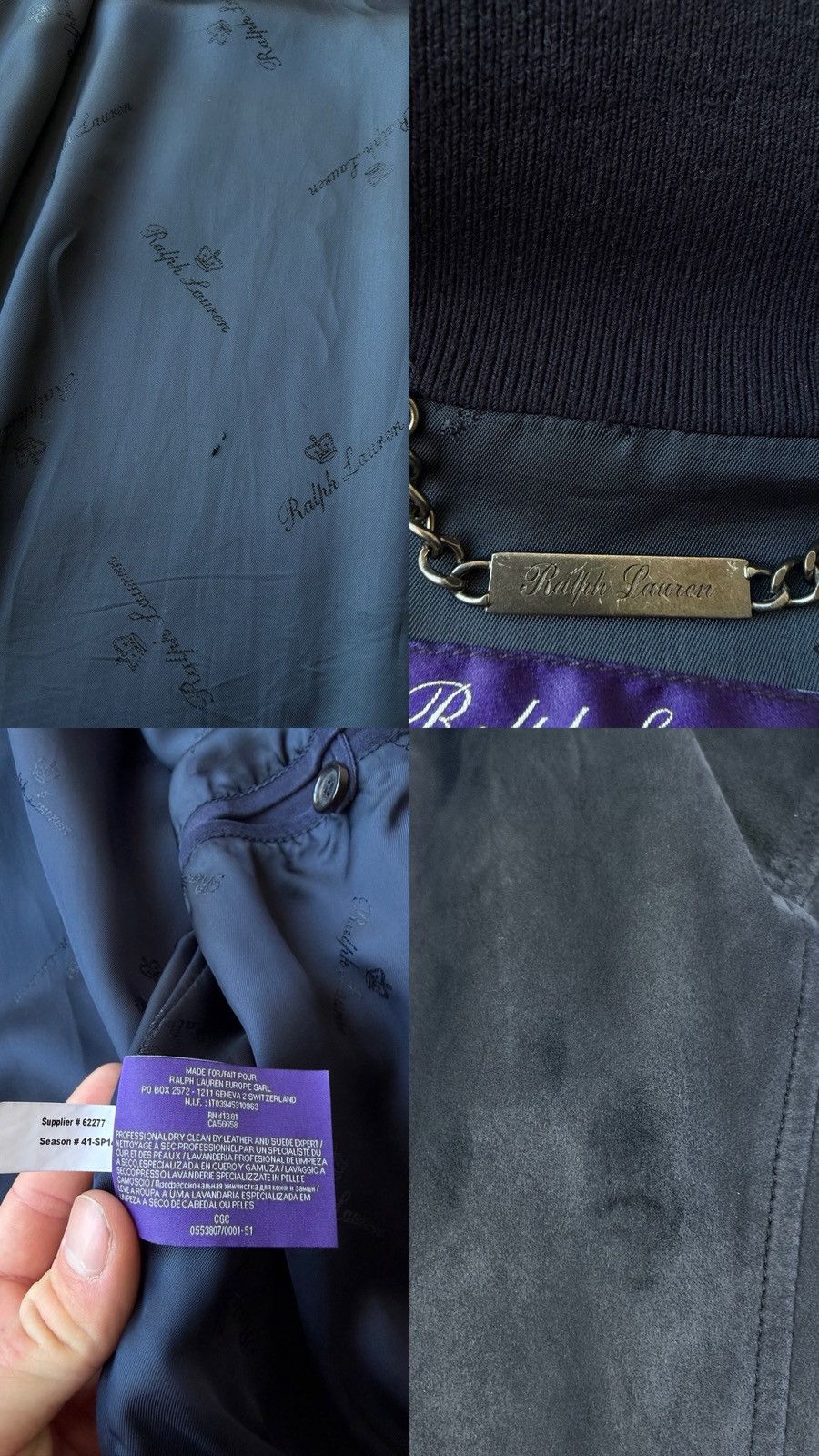 Ralph Lauren Purple Label Ralph Lauren Purple Label Navy Goat Skin Suede Flight Jacket Size US XL / EU 56 / 4 - 11 Thumbnail