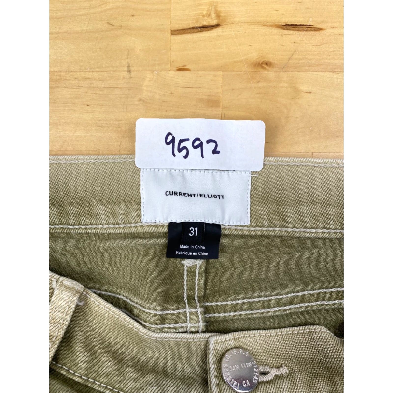 Vintage Current/Elliott Denim Jeans Womens 31 Green Slim Tapered 27" Inseam 9592 Vintage No Womens Jeans Size 24" / US 00 / IT 34 - 3 Thumbnail