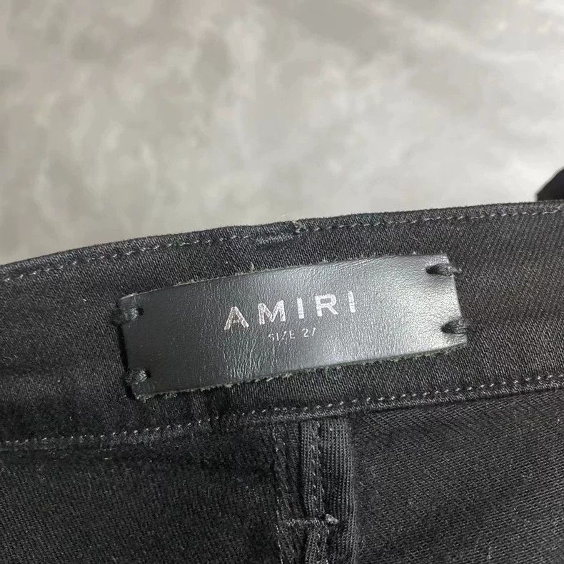 Amiri Amiri black leather-trimmed jeans Size US 27 - 2 Thumbnail