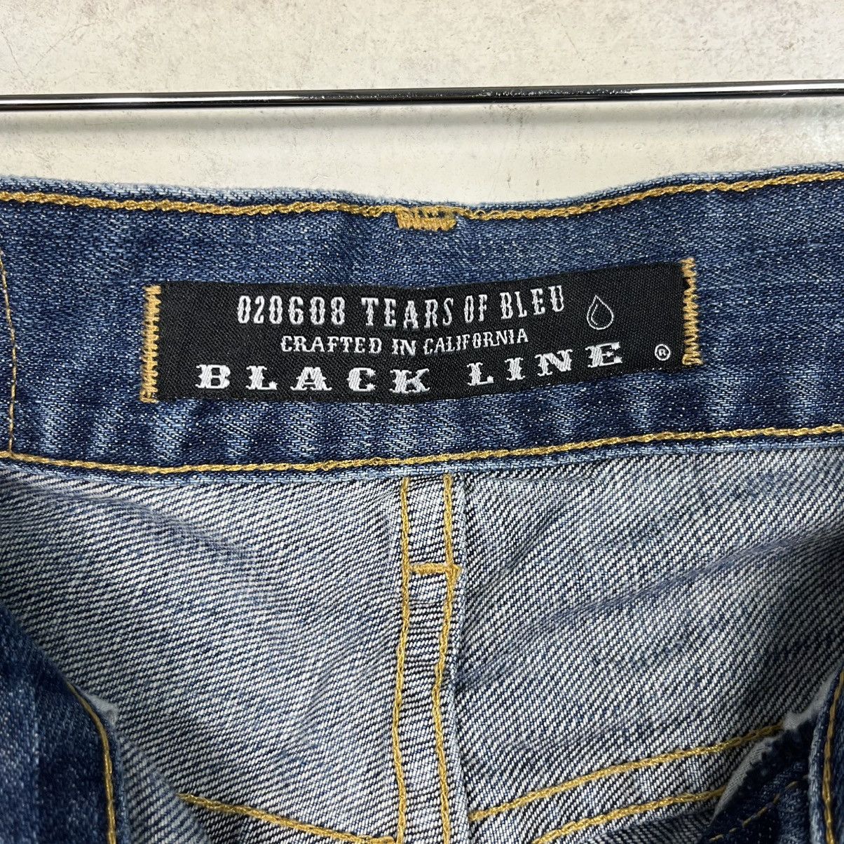 Japanese Brand Vintage 90s 020608 Tears Of Bleu Black Line Denim Size 32" / US 10 / IT 46 - 22 Thumbnail