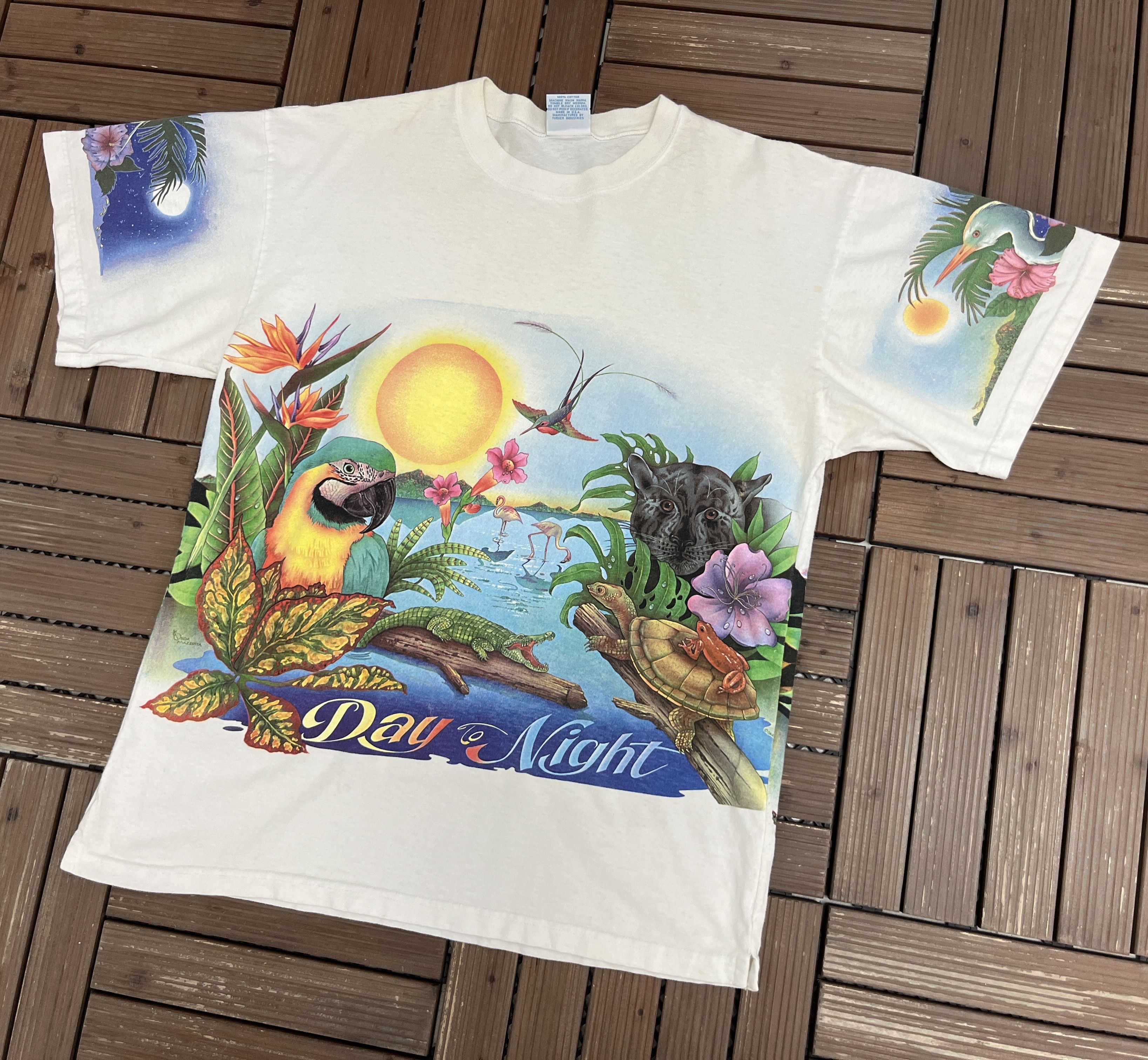 Vintage Caribbean Soul Day To Night Vintage AOP White T-Shirt Tee Size US XXL / EU 58 / 5 - 3 Thumbnail