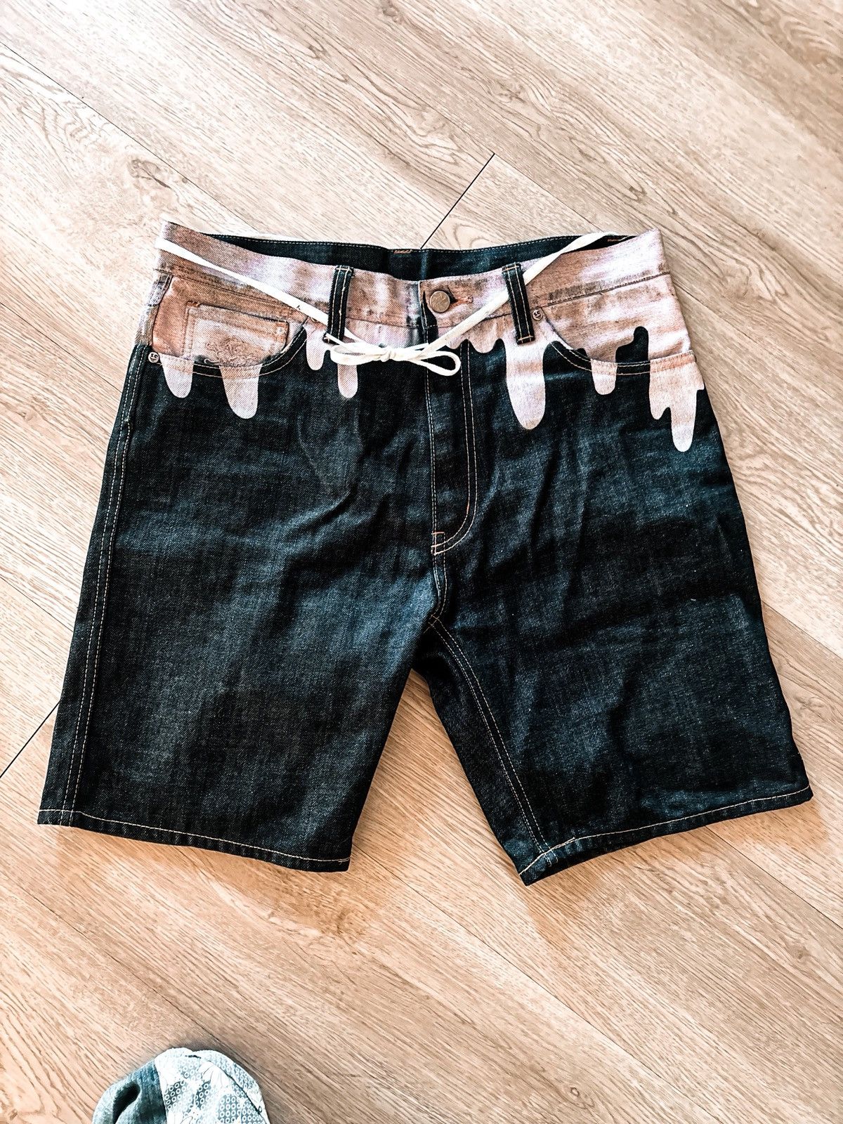 Billionaire Boys Club Ice Cream Melting Raw Denim Shorts Size US 30 / EU 46 - 1 Thumbnail