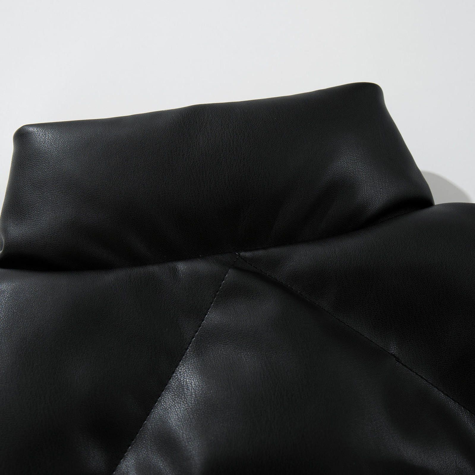 Japanese Brand Black Puffer Faux Leather Vest, Men's Quilted Vest Size US M / EU 48-50 / 2 - 3 Thumbnail