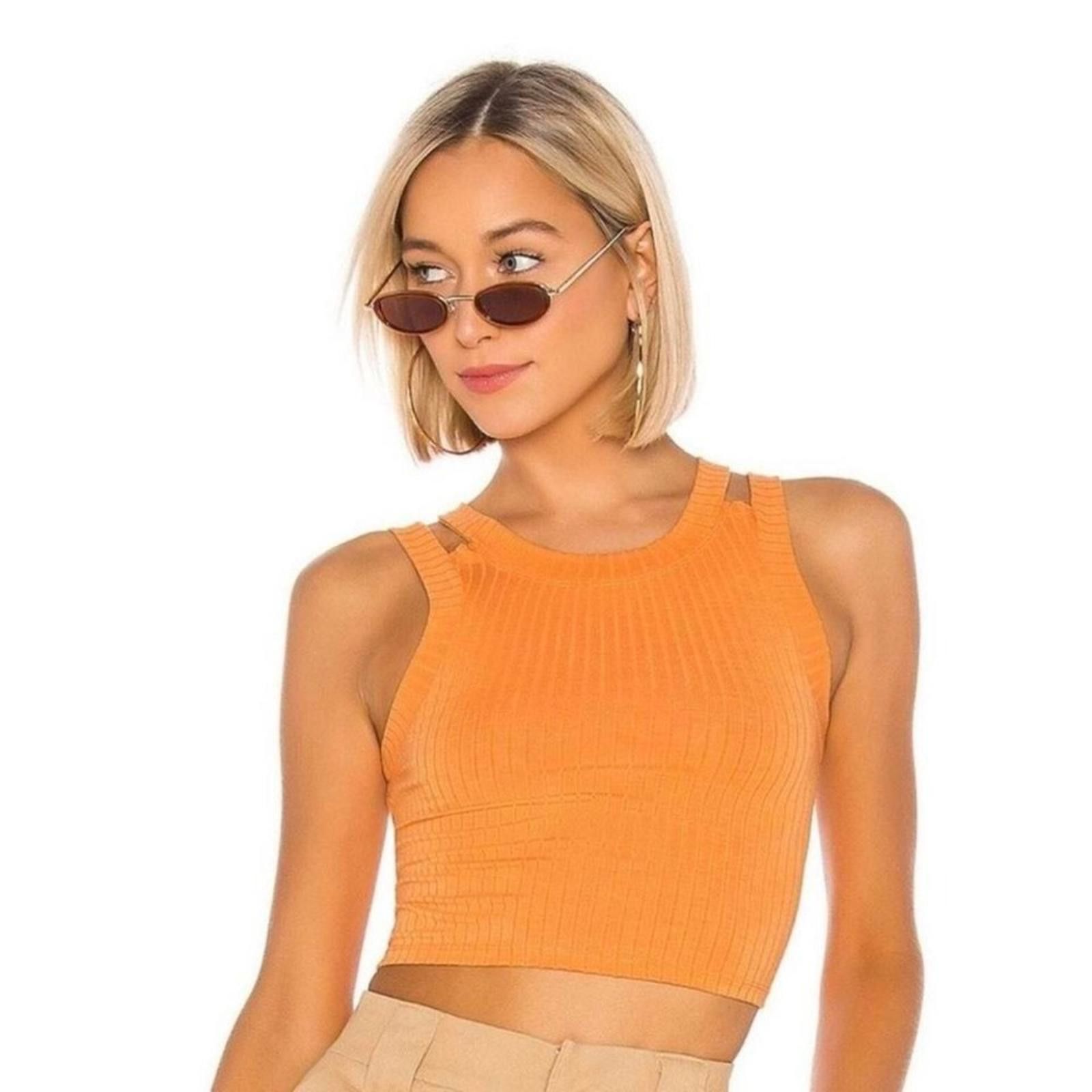 Other H:ours Revolve Tank Top S Julie Cropped Ribbed Cutout Shirt Size S / US 4 / IT 40 - 7 Thumbnail