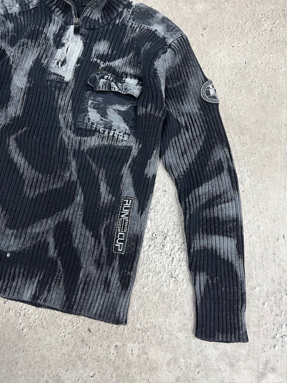 Japanese Brand Vintage Y2K Diesel Style Washed Grey 3/4 Zip Sweater Size US M / EU 48-50 / 2 - 6 Thumbnail