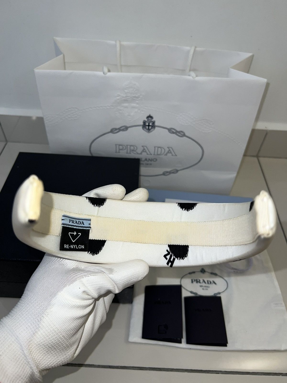 Prada Prada Continuation Headband White (SS24) Size ONE SIZE - 5 Thumbnail