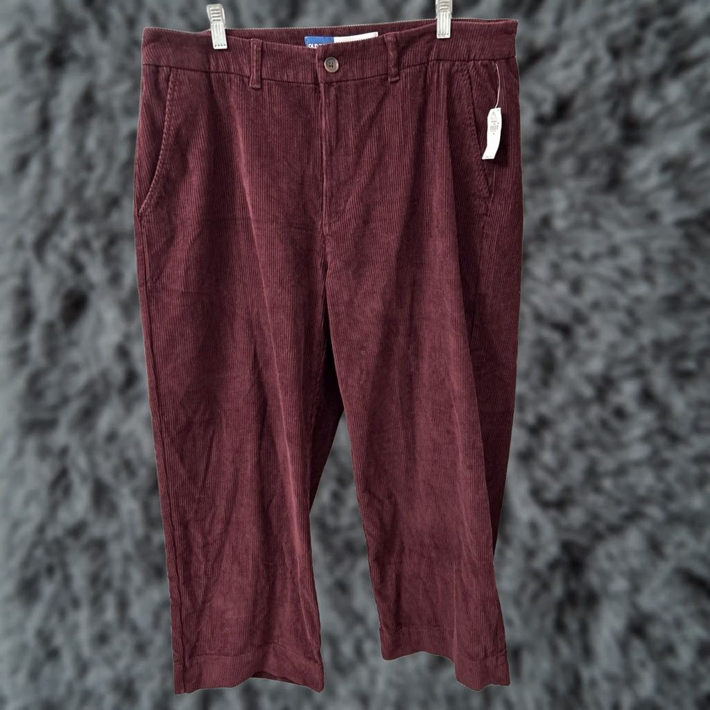 Old Navy Old Navy Womens Corduroy Pants Burgundy 16 Regular High Rise Wide-Leg NWT Size 38" / US 16 / IT 52 - 1 Thumbnail