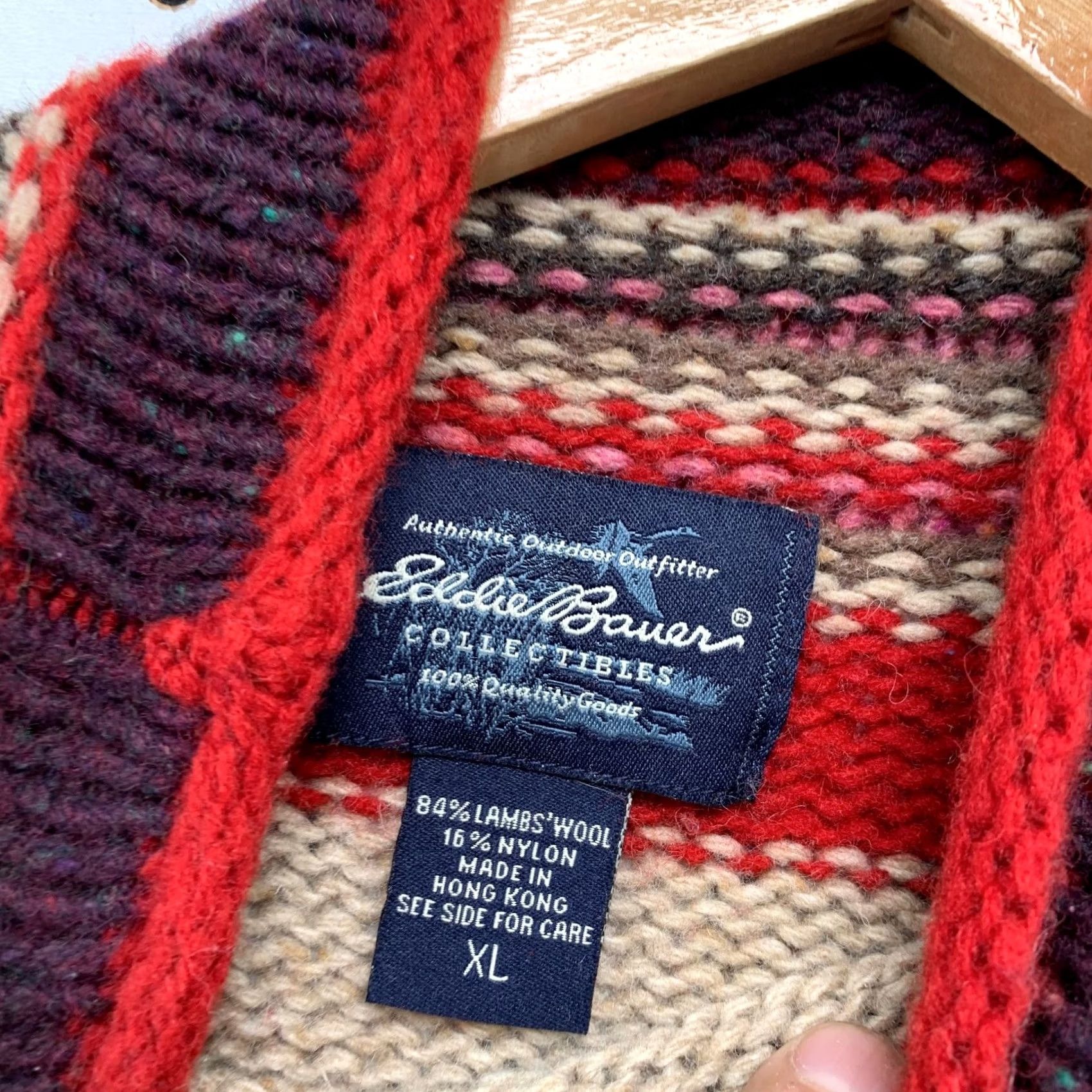 Eddie Bauer Eddie Bauer Wool Turtleneck Sweater Womens XL Red Striped Knit Lambswool Size XL / US 12-14 / IT 48-50 - 3 Thumbnail