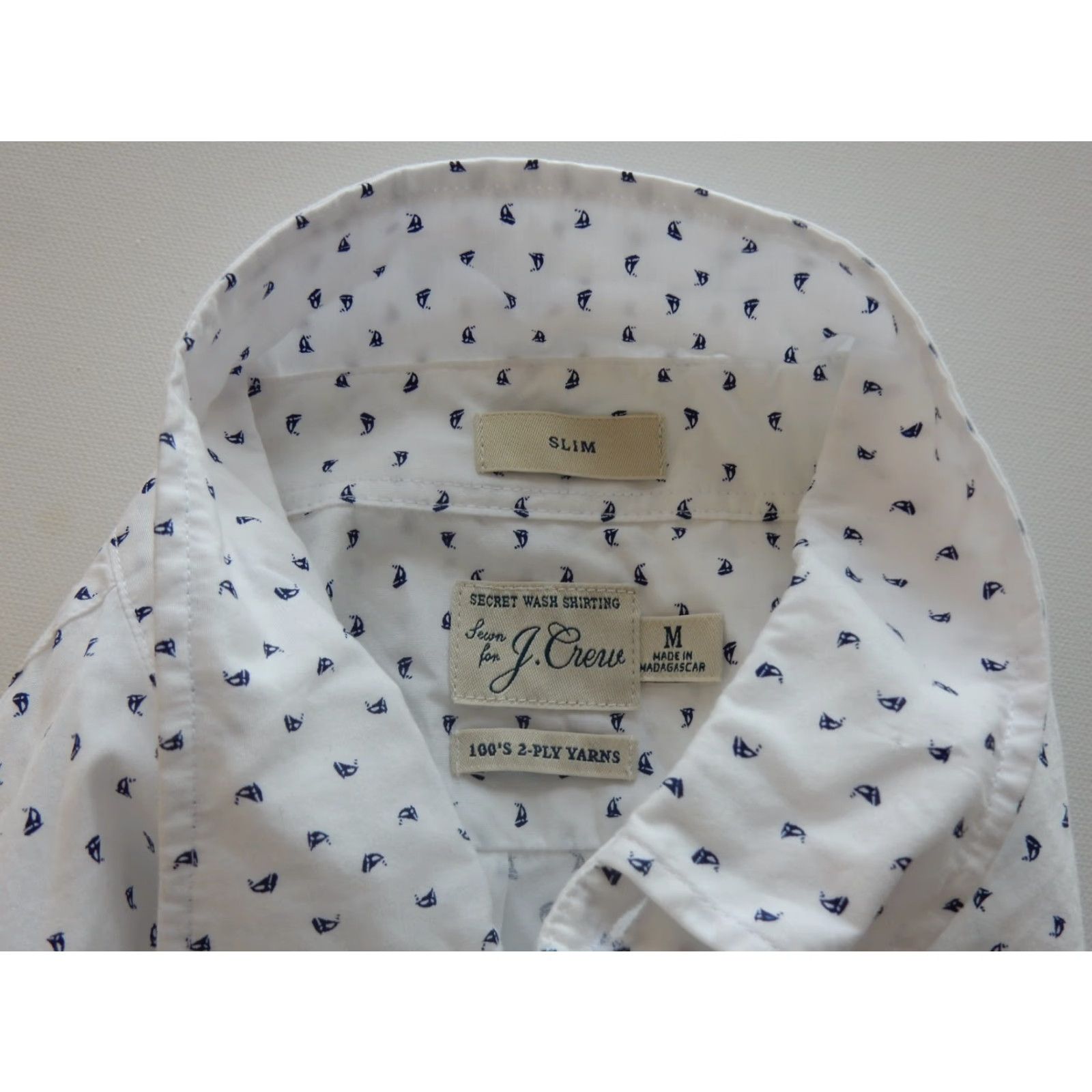 J.Crew J.CREW Shirt Button-Up Mens White Cotton Size M Slim Sailboats Long Sleeve Front Front Button-Down Mil Size US M / EU 48-50 / 2 - 5 Thumbnail