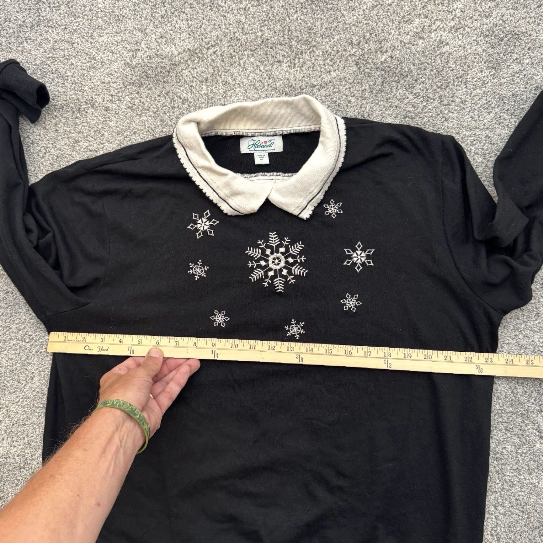 Haband VINTAGE Haband Collared Sweatshirt 18-20 Black Snowflakes Winter Holiday Grandmacore Womens Size XXL / US 16-18 / IT 52-54 - 3 Thumbnail