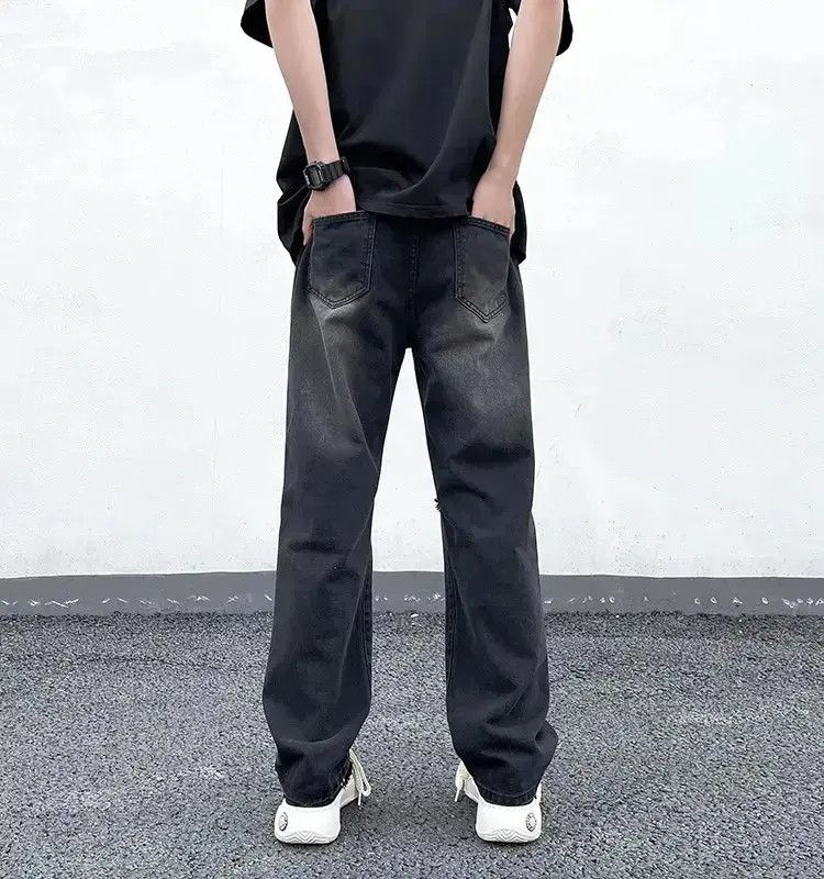 Japanese Brand Retro straight leg casual distressed jeans Size US 32 / EU 48 - 6 Thumbnail