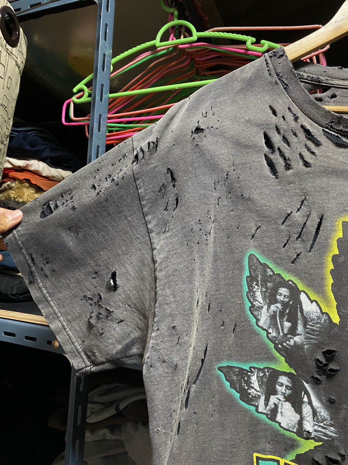 Bob Marley Sun Faded BOB MARLEY Thrashed Distressed T Shirt Size US XL / EU 56 / 4 - 3 Thumbnail