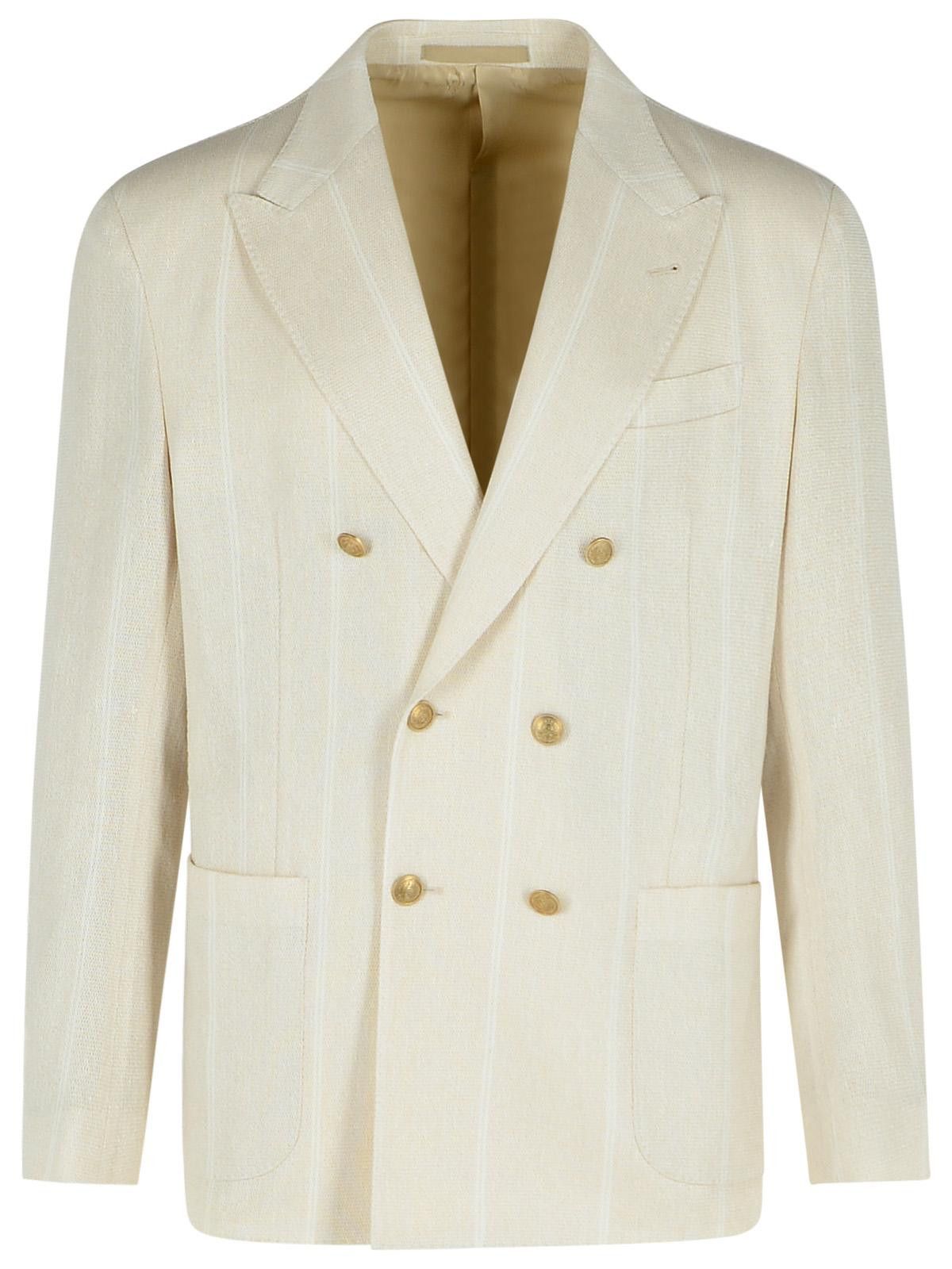 Eleventy ELEVENTY Cream Cotton Blend Blazer Size US XL / EU 56 / 4 - 1 Thumbnail