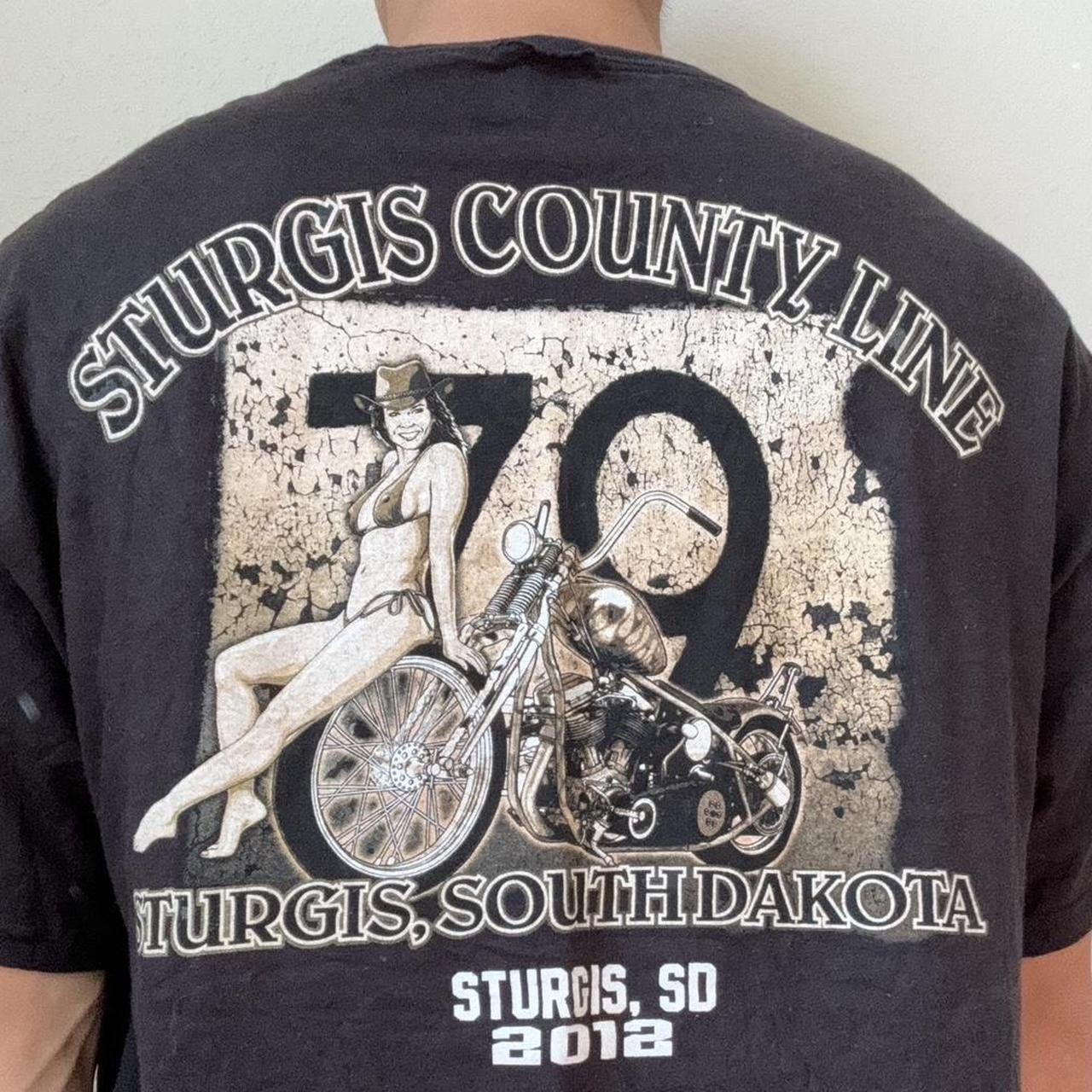 Vintage Vintage Sturgis County Line Graphics Black Tee Shirt Size US XL / EU 56 / 4 - 1 Thumbnail