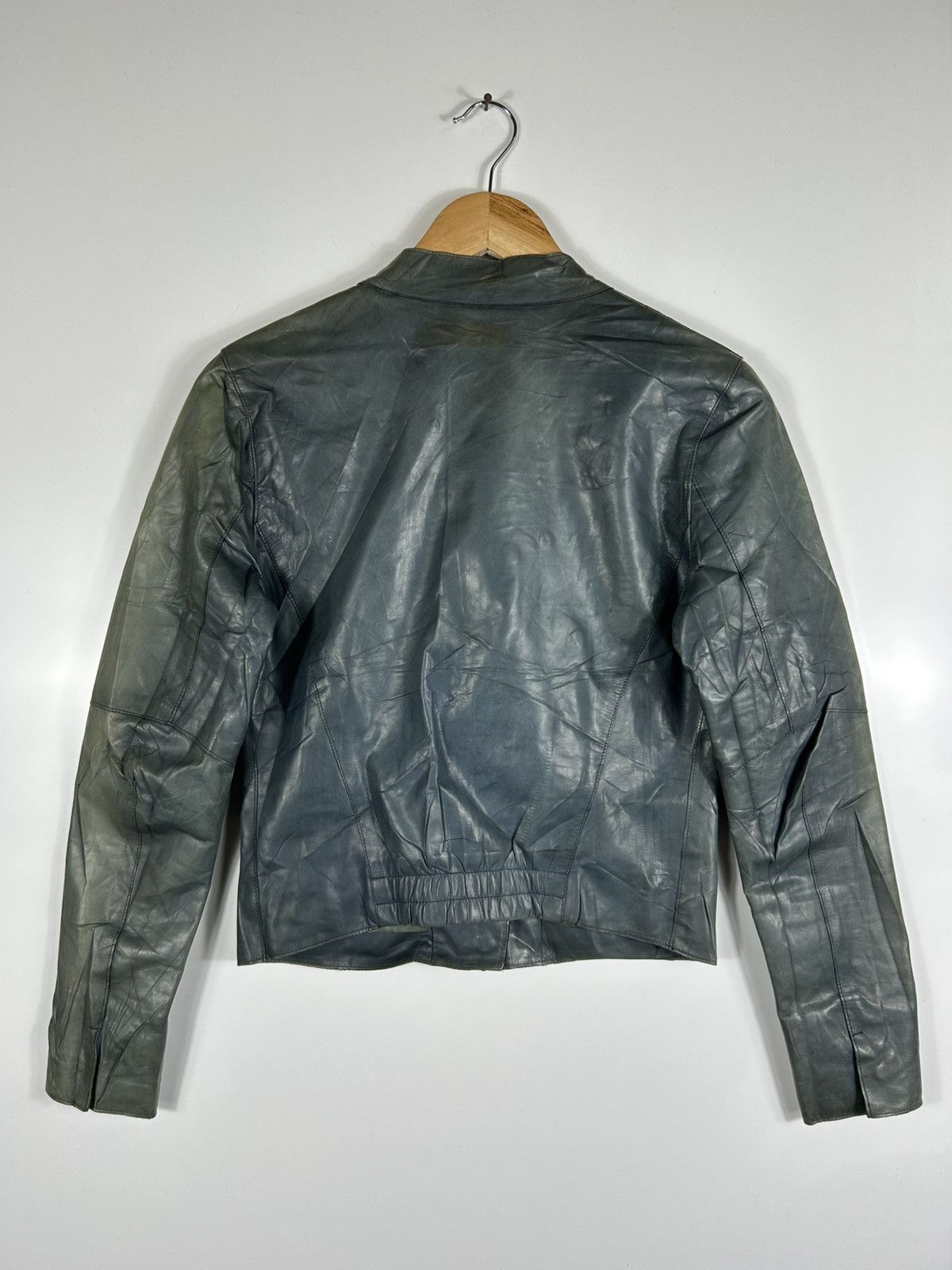 Designer × M0851 🔥M0851 Distressed Genuine Leather Cropped Rider Jacket Size XS / US 0-2 / IT 36-38 - 16 Thumbnail